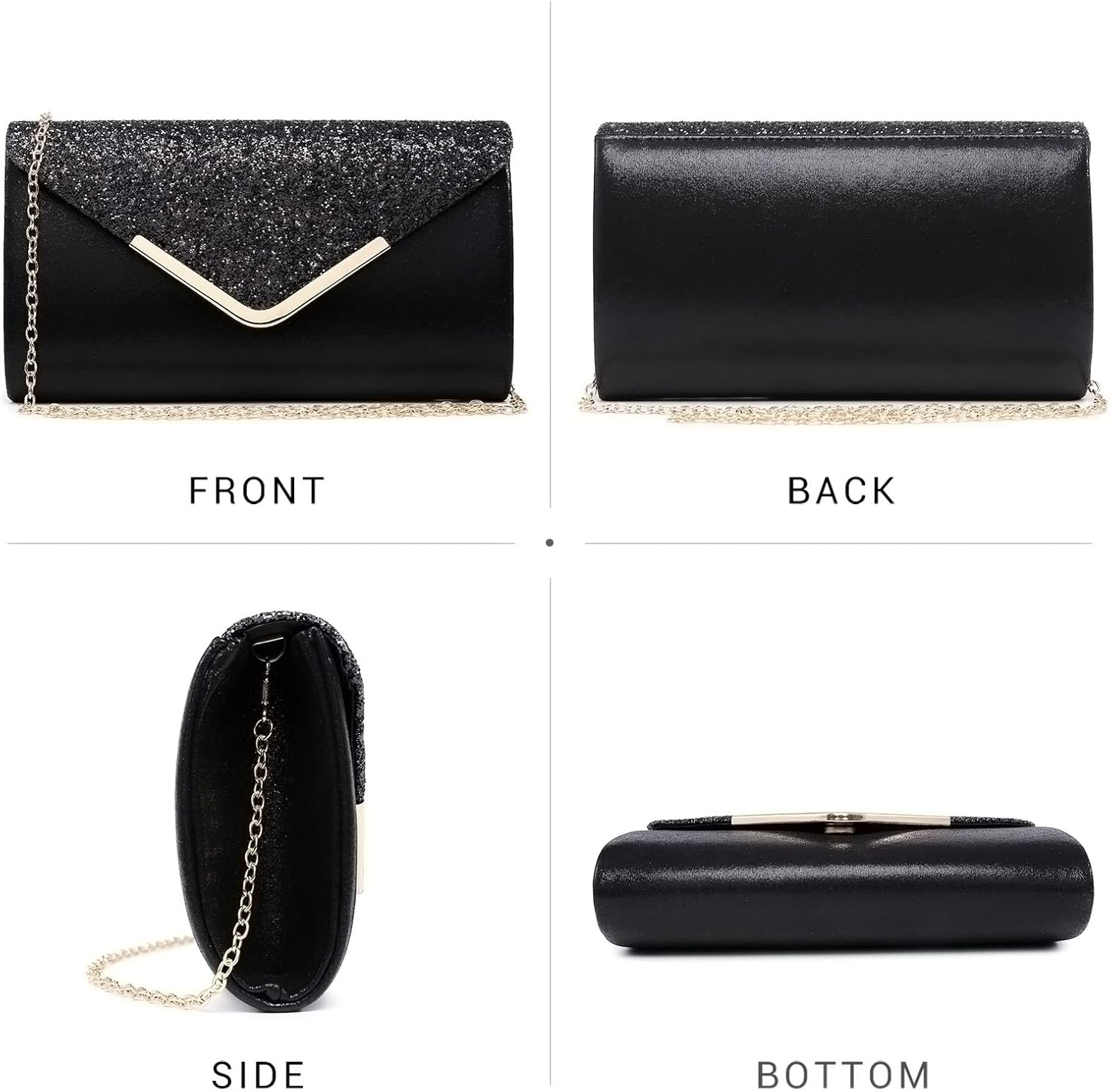 Women Evening Bags Formal Clutch Purses for Wedding Party Prom Handbags with Shoulder Strap and Glitter Flap | Formal, Wedding Party, Prom, with Shoulder Strap, Glitter Flap, Formal