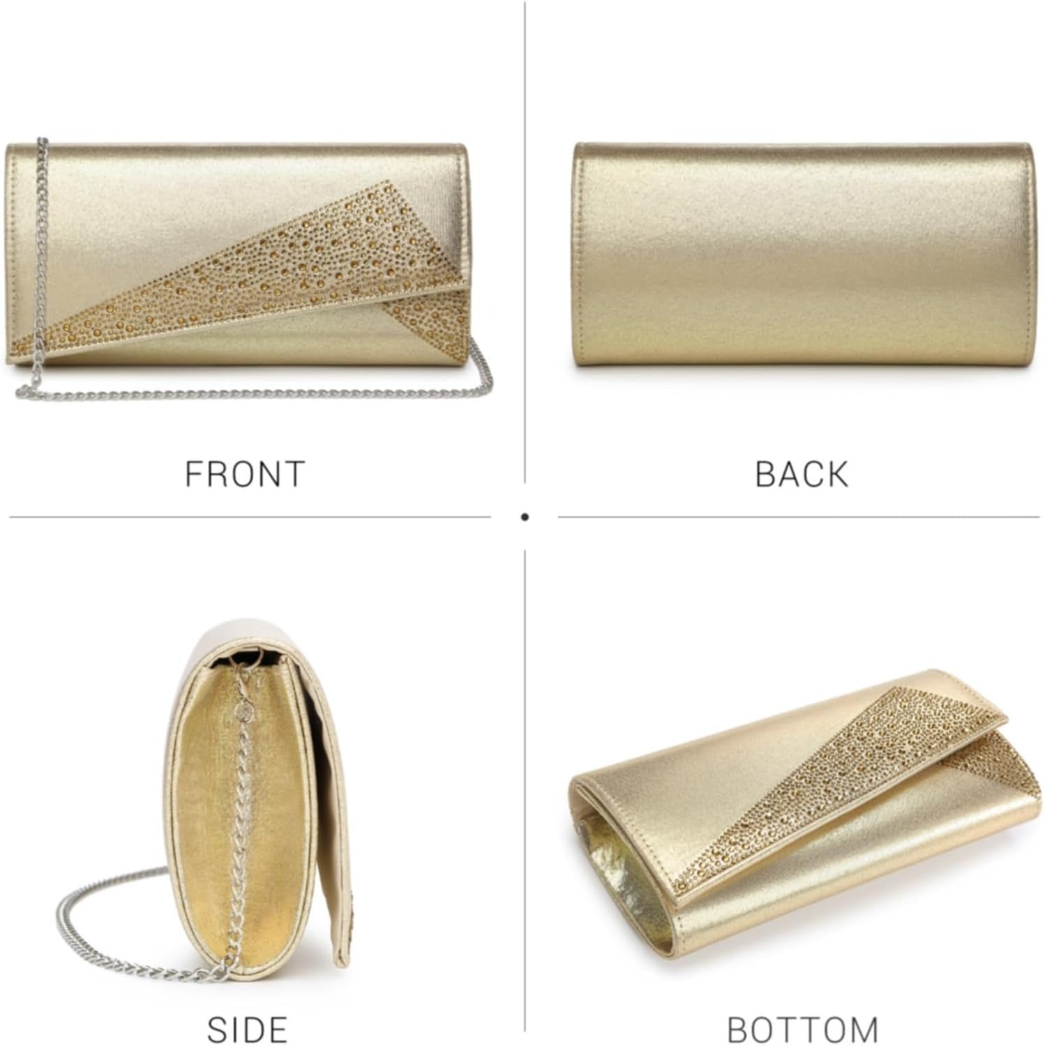 Women's Satin Rhinestone Clutch Evening Bags Sparkle Glitter Shiny Purse Handbag for Party Wedding Cocktail Prom