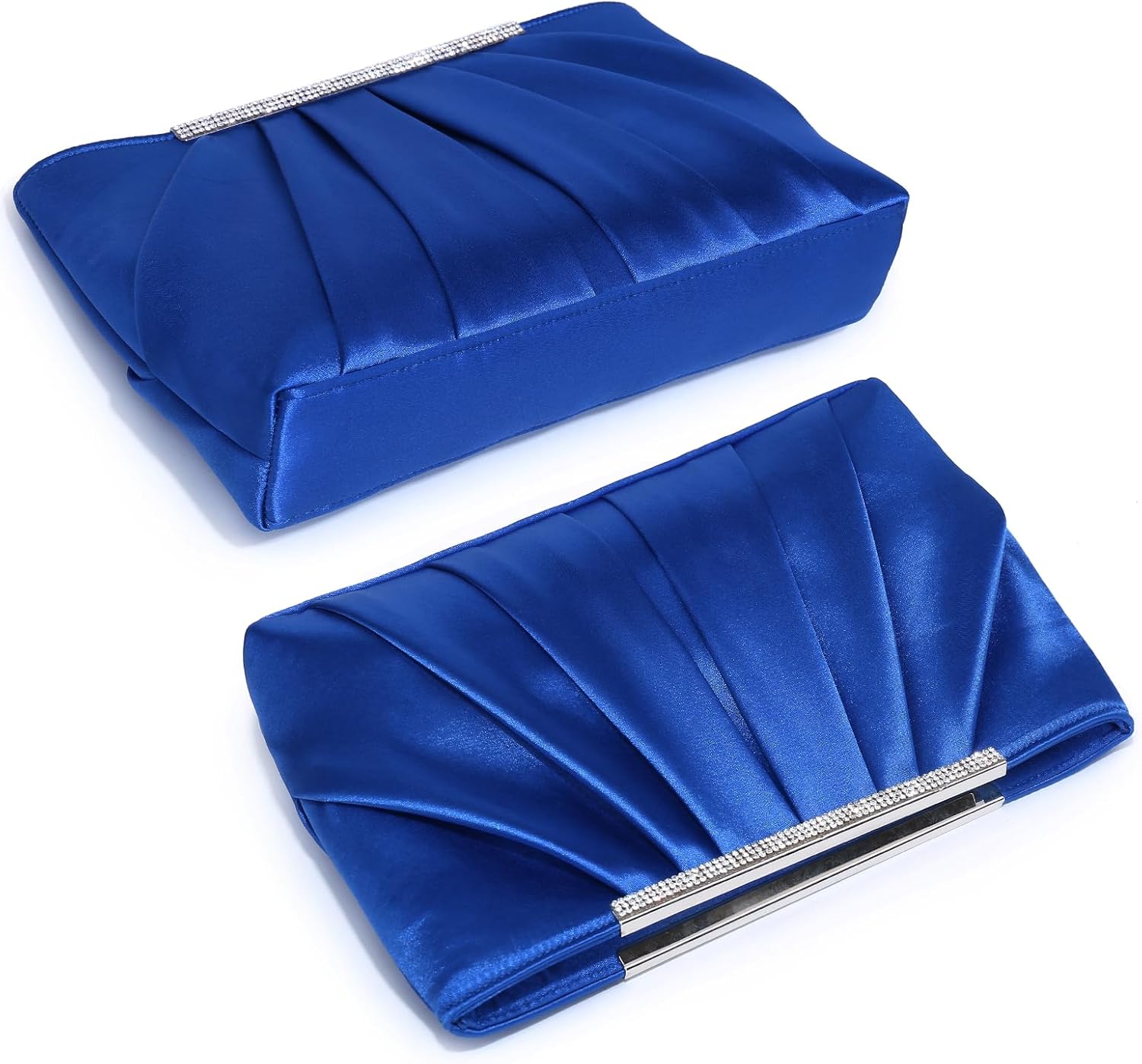 Elegant Pleated Evening Clutch Bags for Women Formal Handbags Purses for Wedding Party Prom with Sparkly Rhinestones