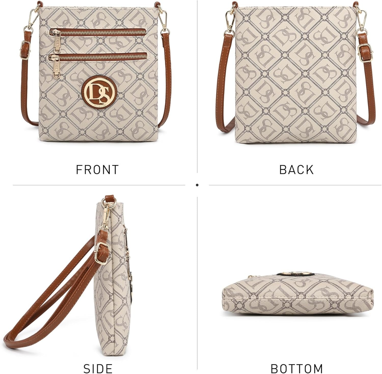 Women Small Crossbody Bag Lightweight Shoulder Purses Multi Zipper Pockets Phone Purse Handbag