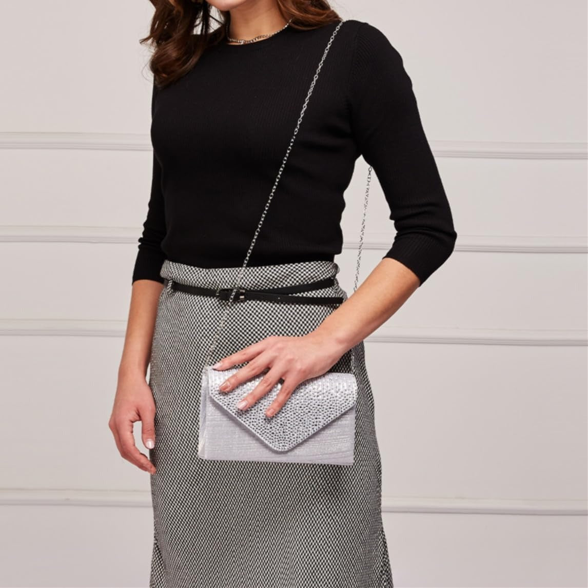 Ladies Frosted Satin Evening Clutch Purse Bag Crossbody Handbags Party Prom Wedding Envelope