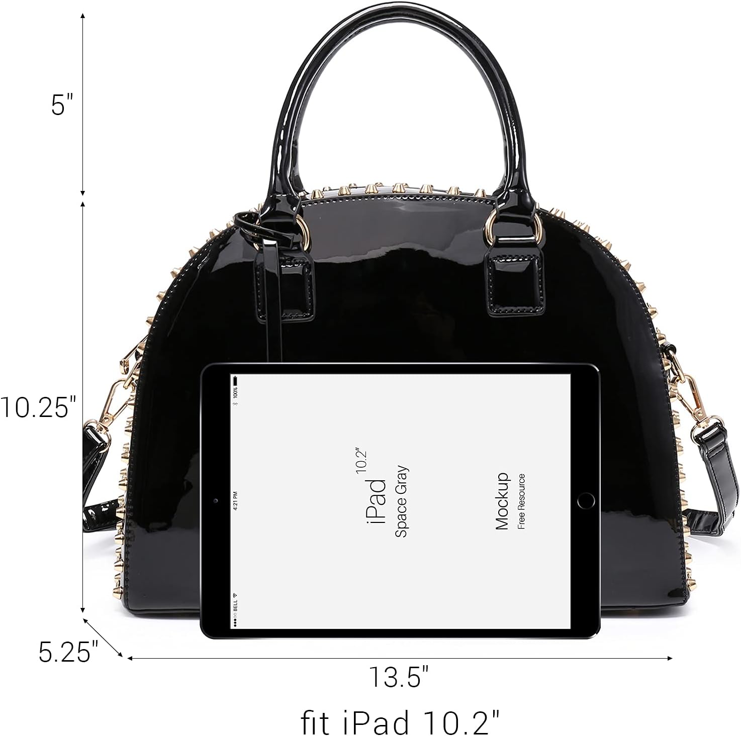 Women Patent Leather Purses Handbags Dome Satchel Purse Work Tote Structured Shoulder Bag with Long Strap