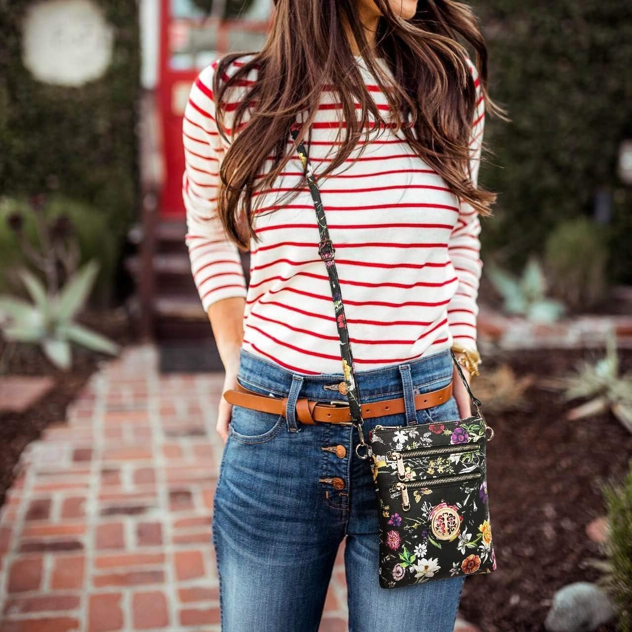 Women Small Crossbody Bag Lightweight Shoulder Purses Multi Zipper Pockets Phone Purse Handbag