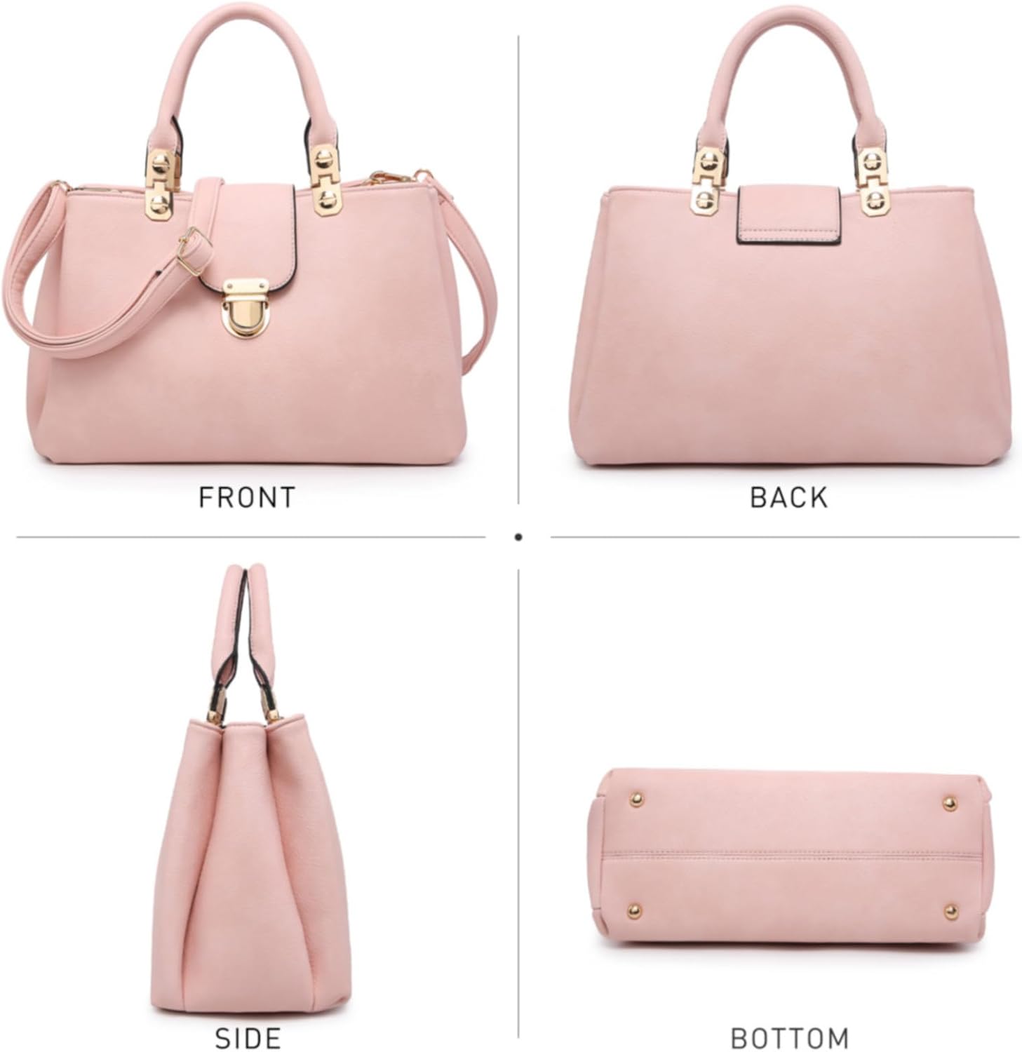 Women Satchel Handbags Top Handle Purse Medium Tote Bag Vegan Leather Shoulder Bag