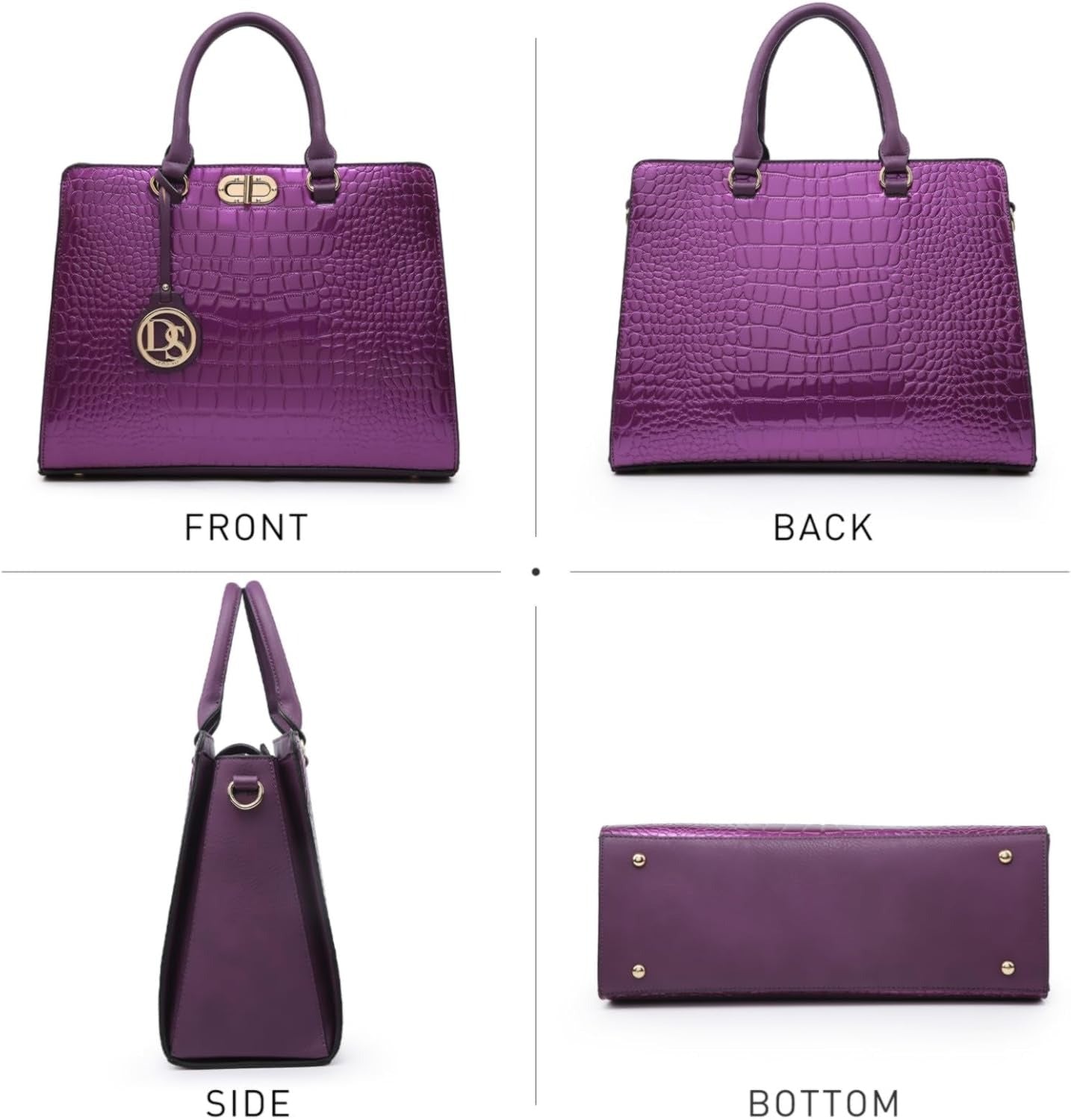 Women Handbags Purses Ladies Work Purse Satchel Tote Top Handle Shoulder Bags with Matching Clutch