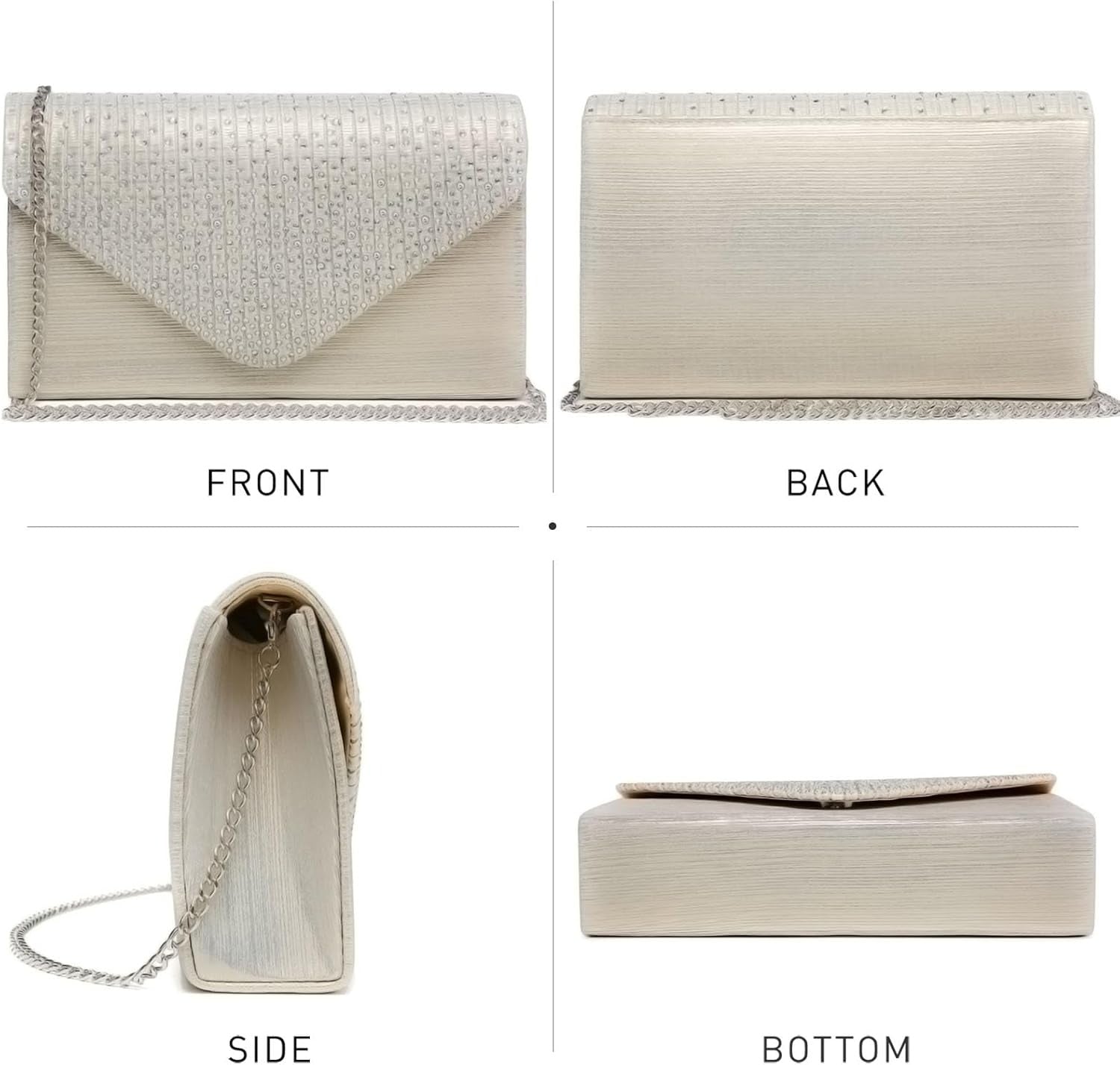 Ladies Frosted Satin Evening Clutch Purse Bag Crossbody Handbags Party Prom Wedding Envelope