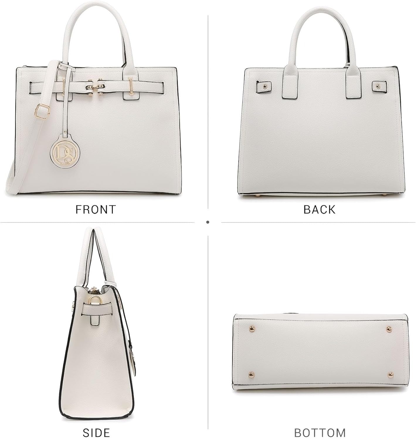 Women Satchel Purses Handbags Belted Top-handle Work Tote Shoulder Bags with Long Strap