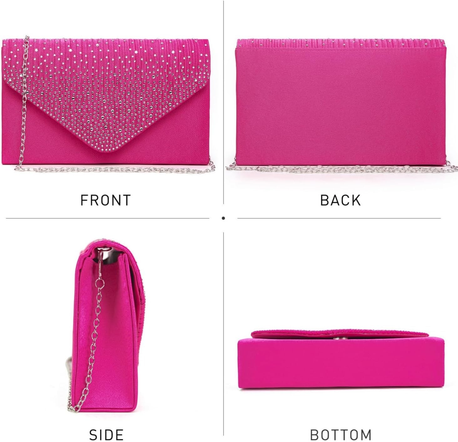 Ladies Frosted Satin Evening Clutch Purse Bag Crossbody Handbags Party Prom Wedding Envelope
