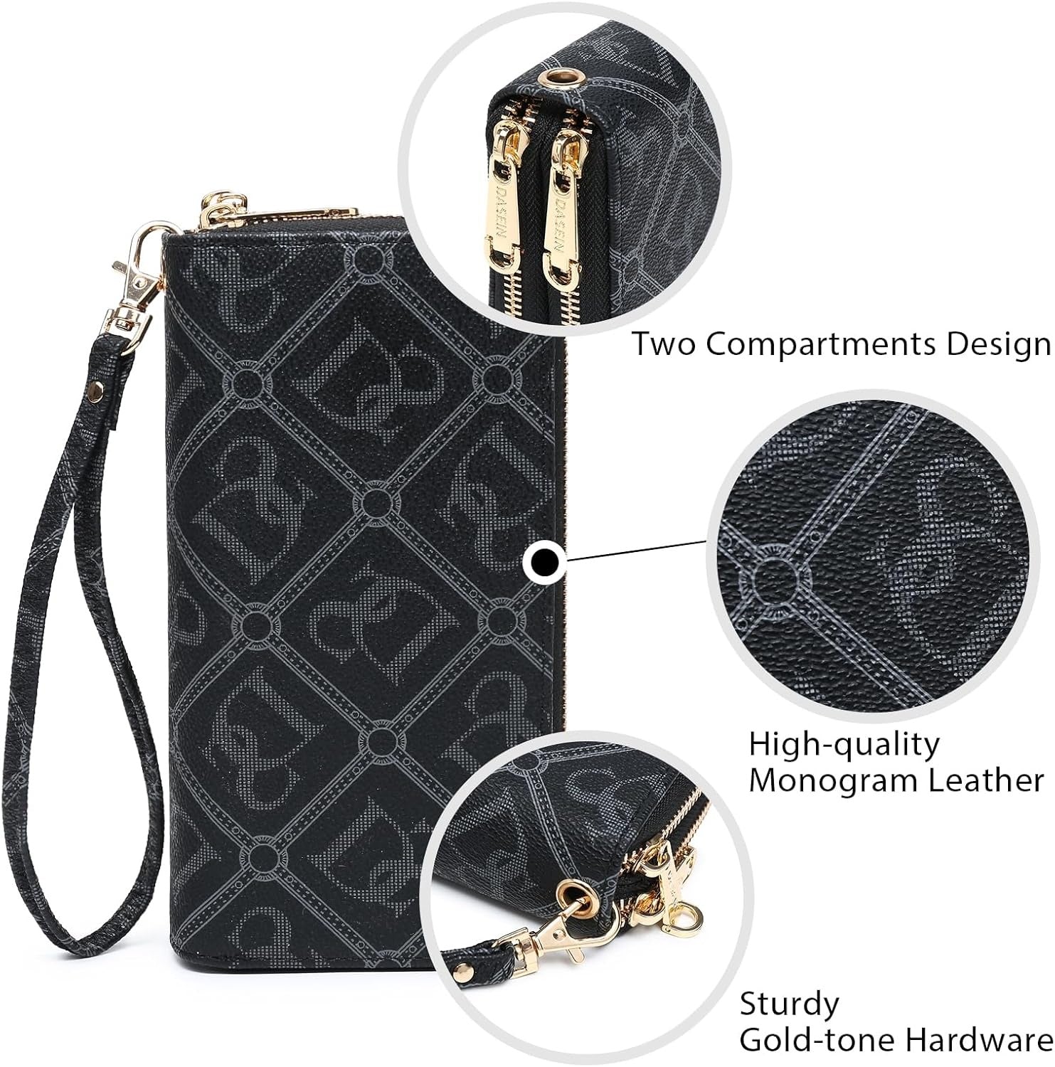 RFID Blocking Wallet Purse for Women Large Capacity Wristlet Clutch Bag Multi Card Holder Phone Case with Wrist Strap