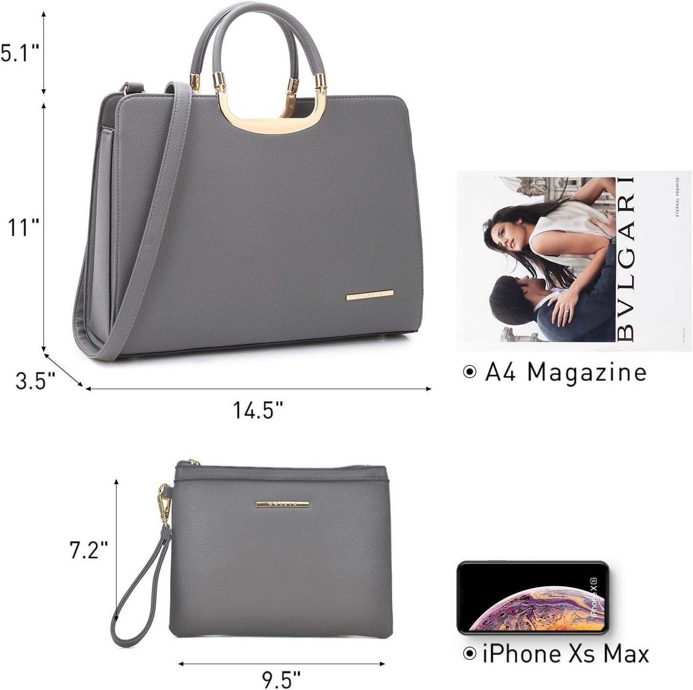 Womens Handbag Top Handle Shoulder Bag Tote Satchel Purse Work Bag with Matching Wallet