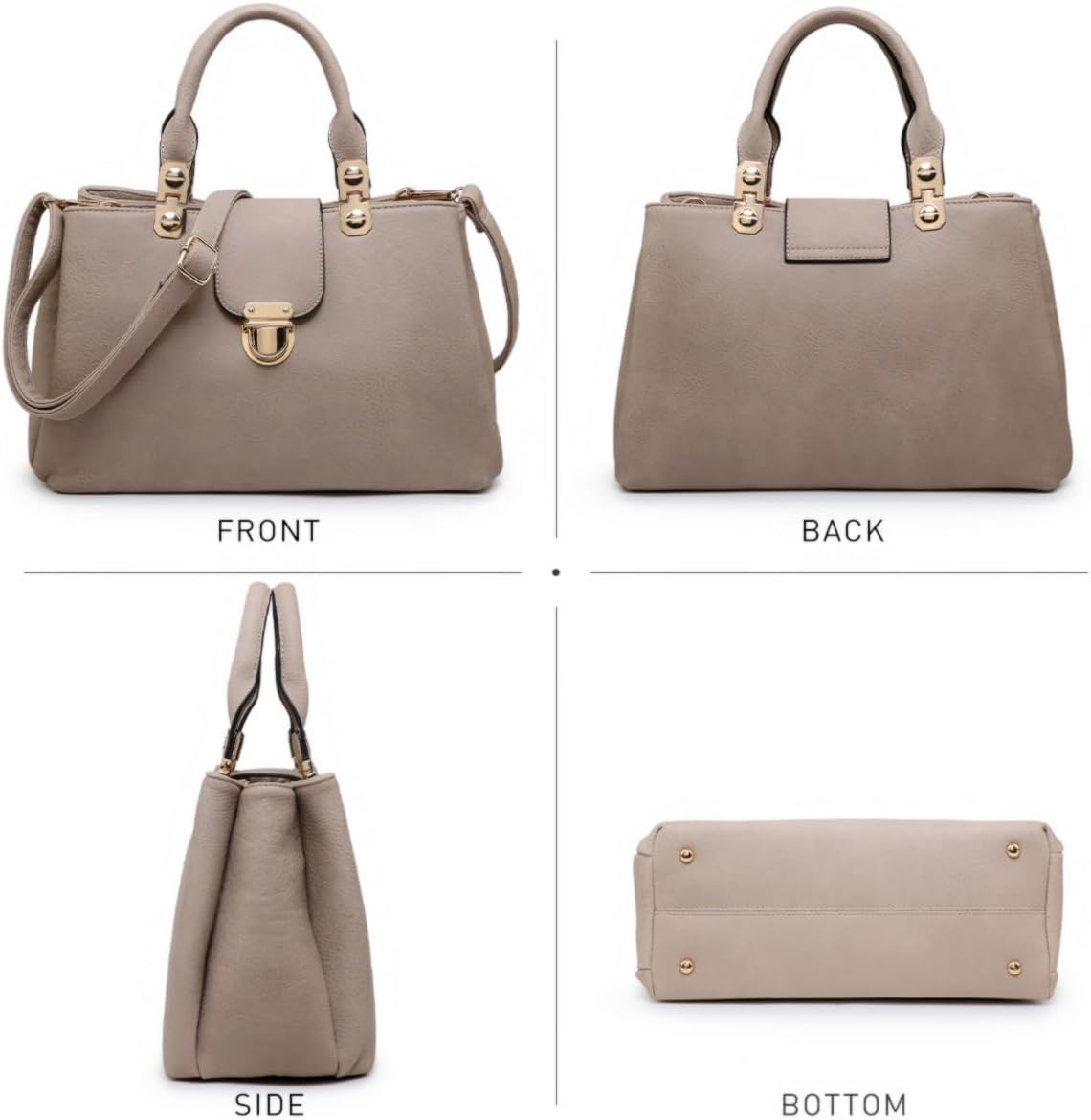 Women Satchel Handbags Top Handle Purse Medium Tote Bag Vegan Leather Shoulder Bag