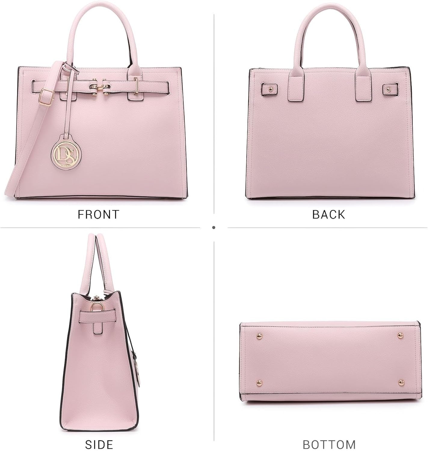 Women Satchel Purses Handbags Belted Top-handle Work Tote Shoulder Bags with Long Strap