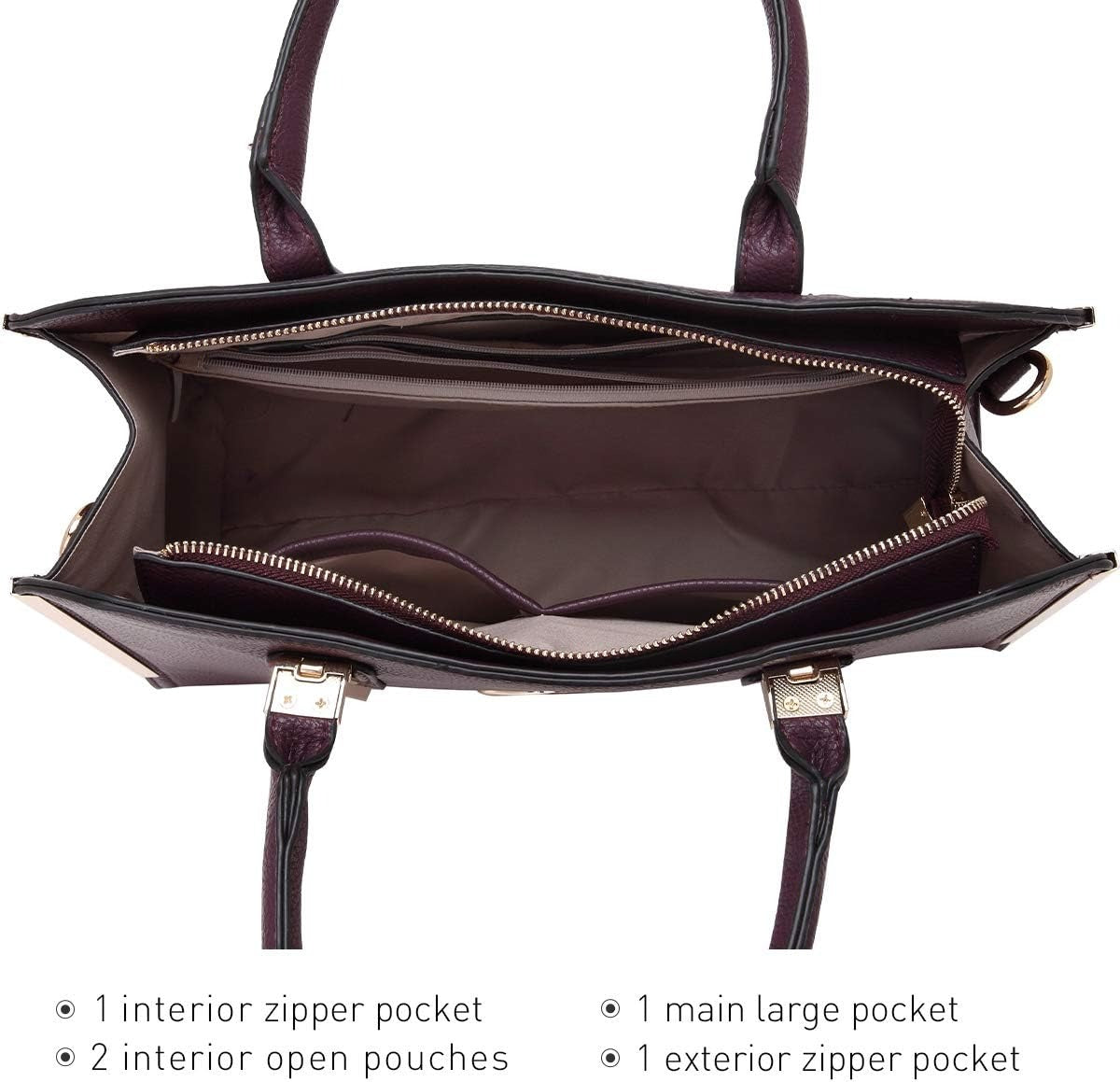 Women Large Handbag Purse Vegan Leather Satchel Work Bag Shoulder Tote with Matching Wallet