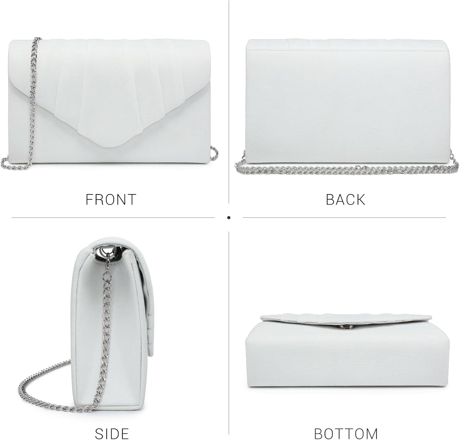 Women's Evening Bag Pleated Envelope Clutch Handbag Wedding Party Bridal Purse