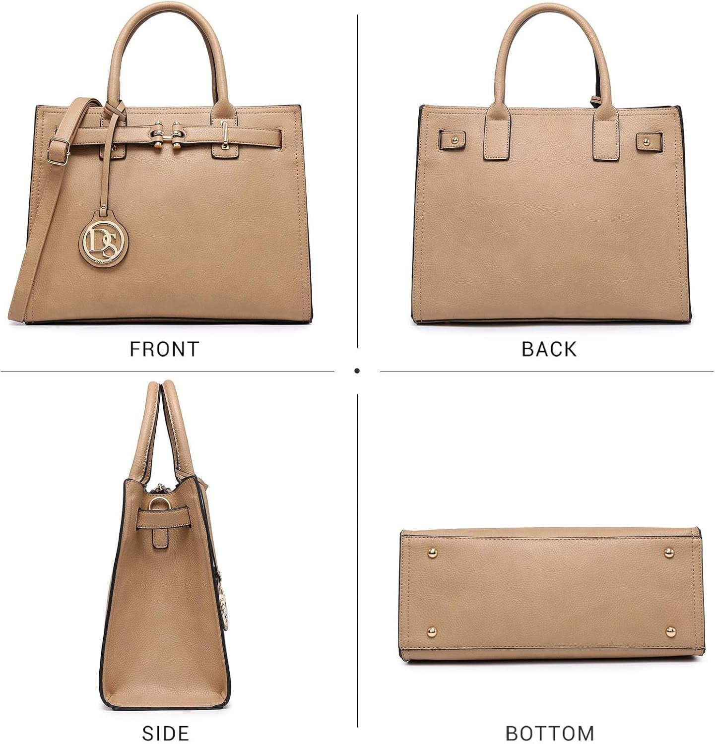 Women Satchel Purses Handbags Belted Top-handle Work Tote Shoulder Bags with Long Strap