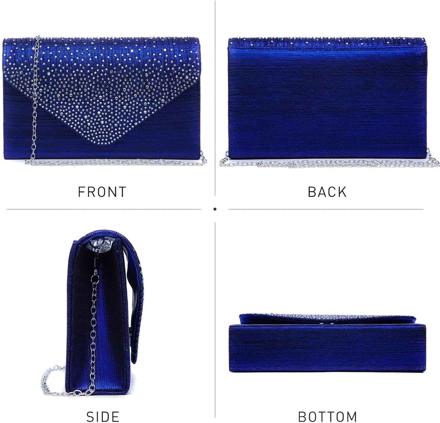 Ladies Frosted Satin Evening Clutch Purse Bag Crossbody Handbags Party Prom Wedding Envelope