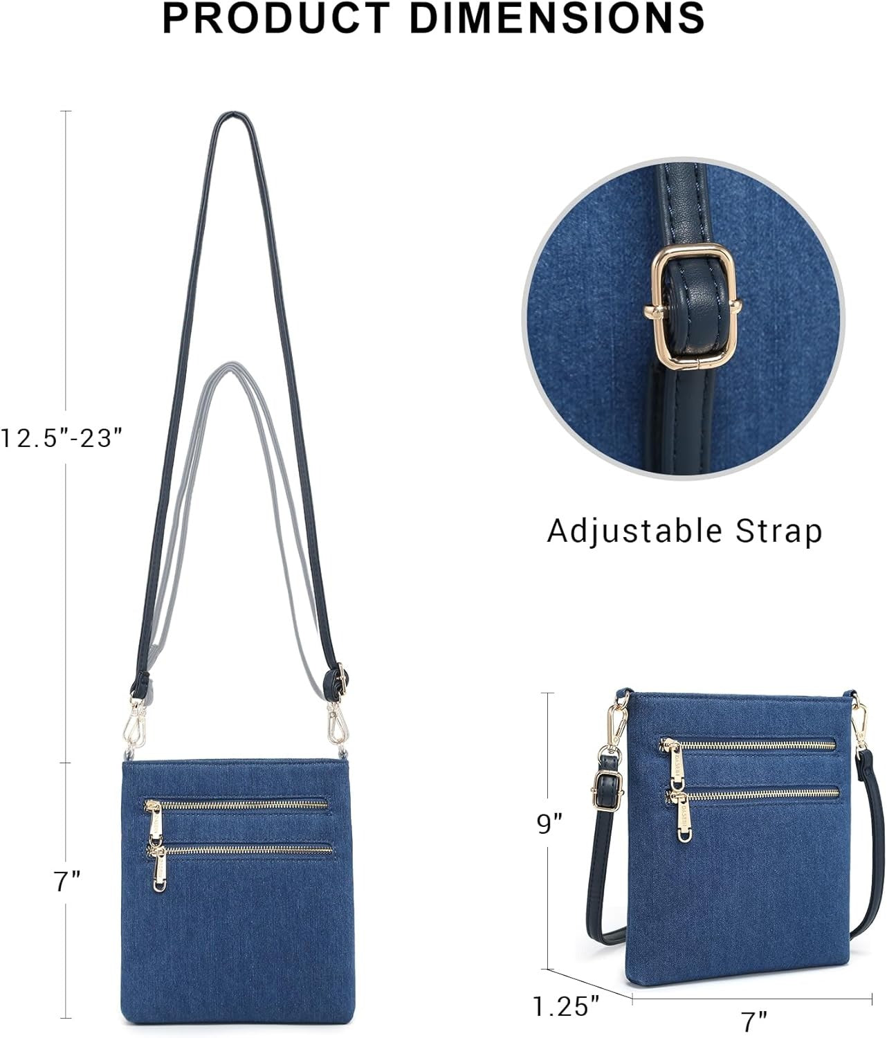 Women Small Crossbody Bag Lightweight Shoulder Purses Multi Zipper Pockets Phone Purse Handbag