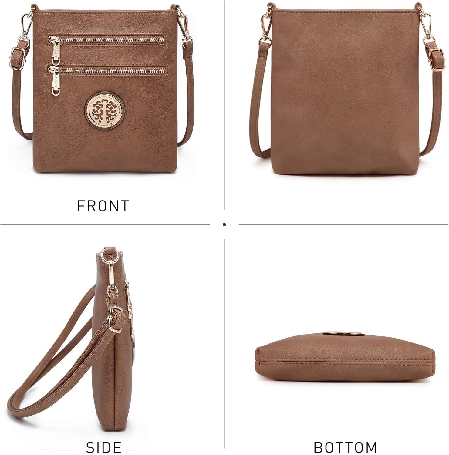 Women Small Crossbody Bag Lightweight Shoulder Purses Multi Zipper Pockets Phone Purse Handbag