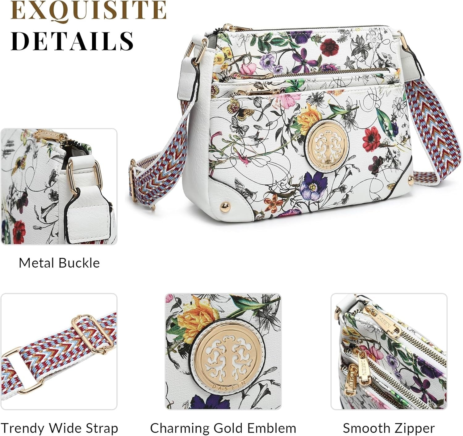 Crossbody Purses for Women Trendy Multi Pockets Shoulder Bag Medium Handbags with Guitar Strap