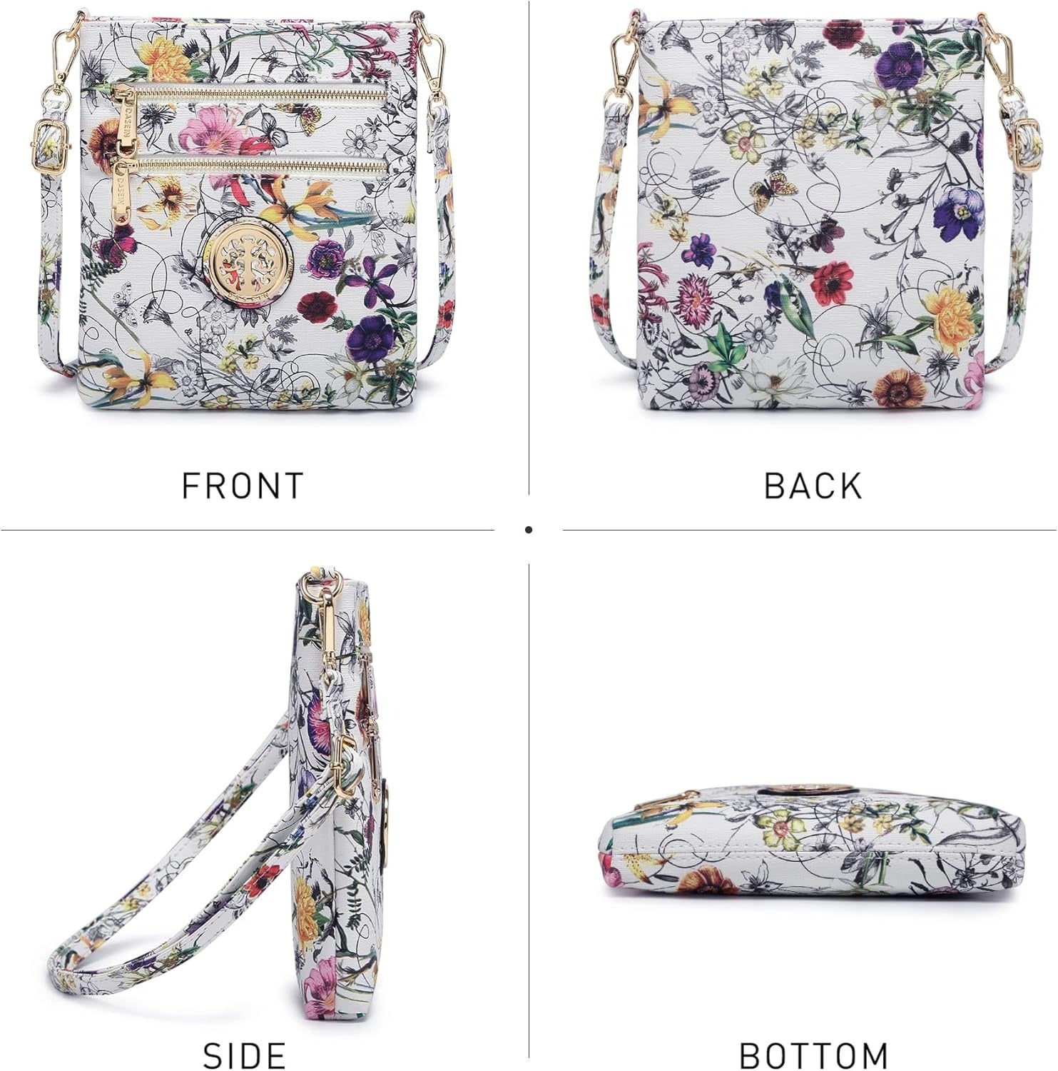 Women Small Crossbody Bag Lightweight Shoulder Purses Multi Zipper Pockets Phone Purse Handbag