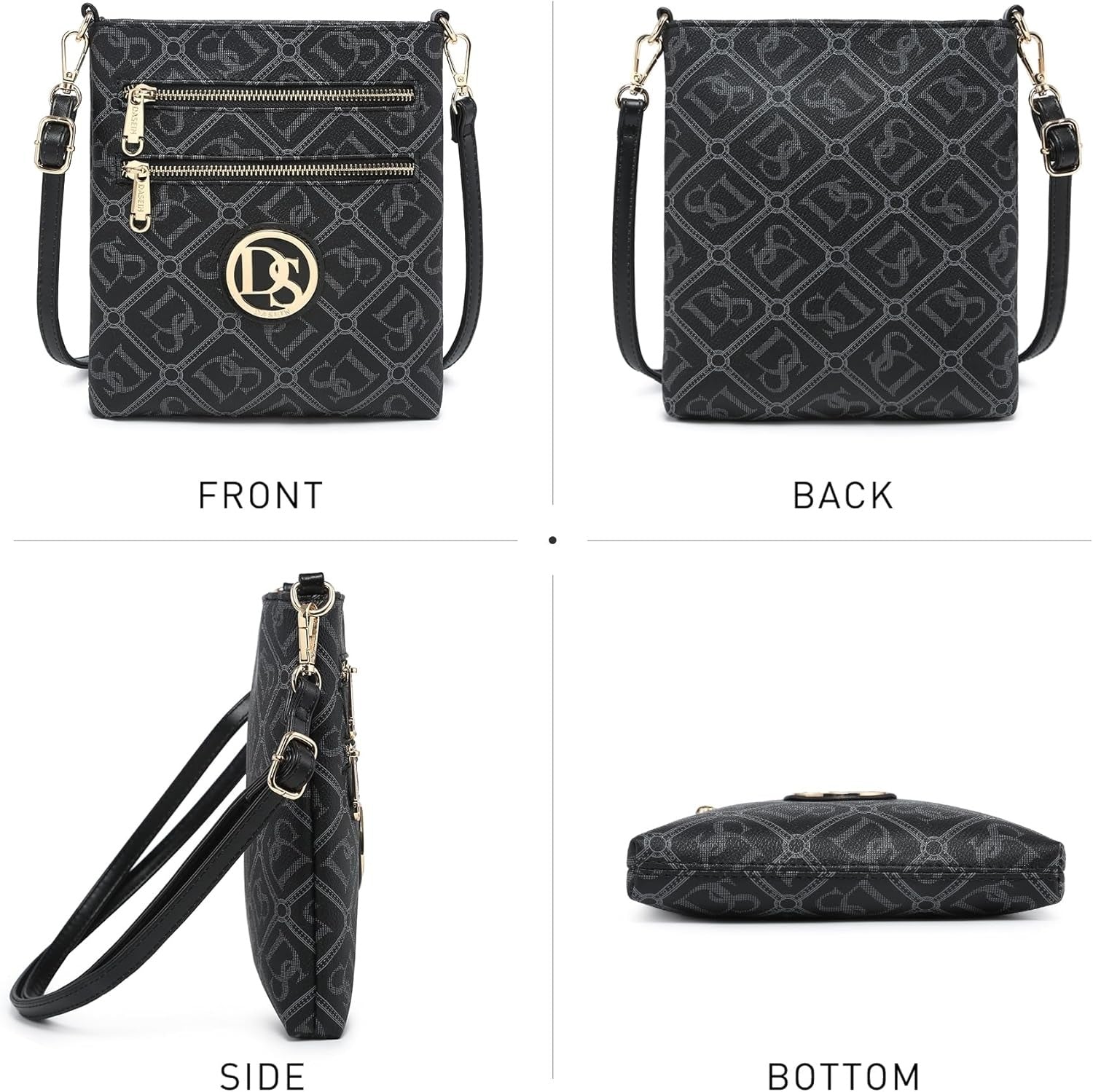 Women Small Crossbody Bag Lightweight Shoulder Purses Multi Zipper Pockets Phone Purse Handbag