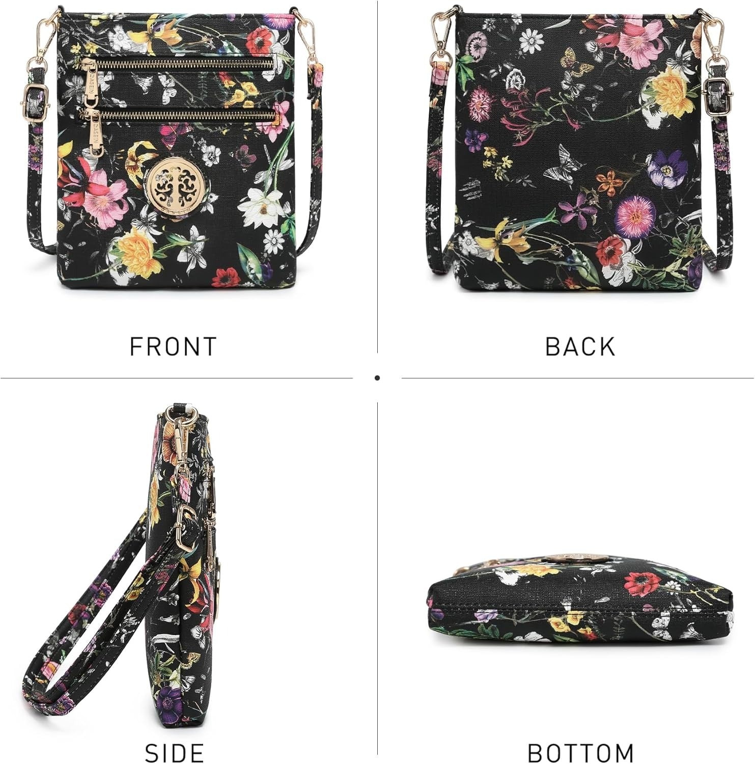 Women Small Crossbody Bag Lightweight Shoulder Purses Multi Zipper Pockets Phone Purse Handbag