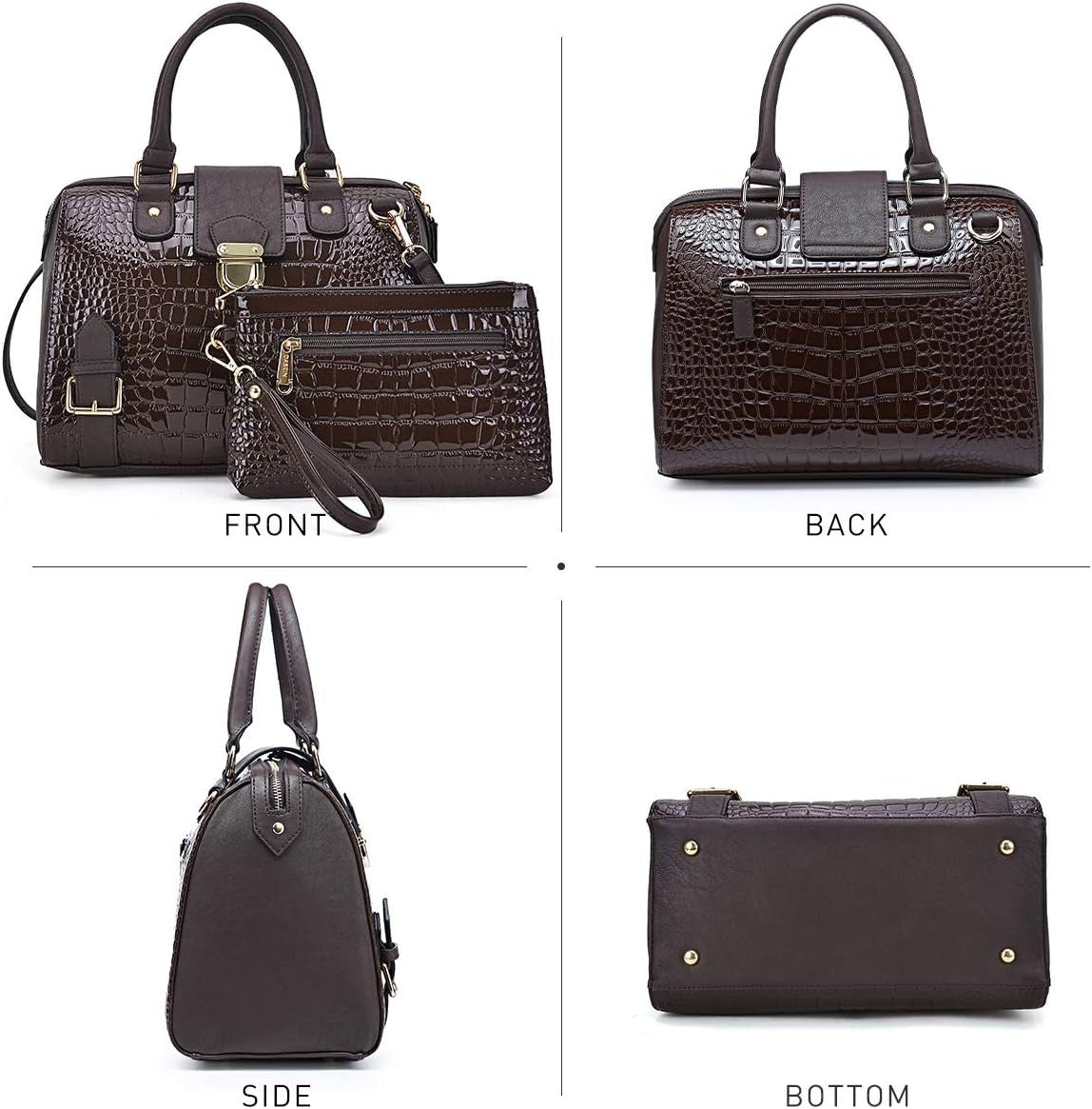 Women Barrel Handbags Fashion Satchel Bags Top Handle Shoulder Purses Vegan Leather Work Tote