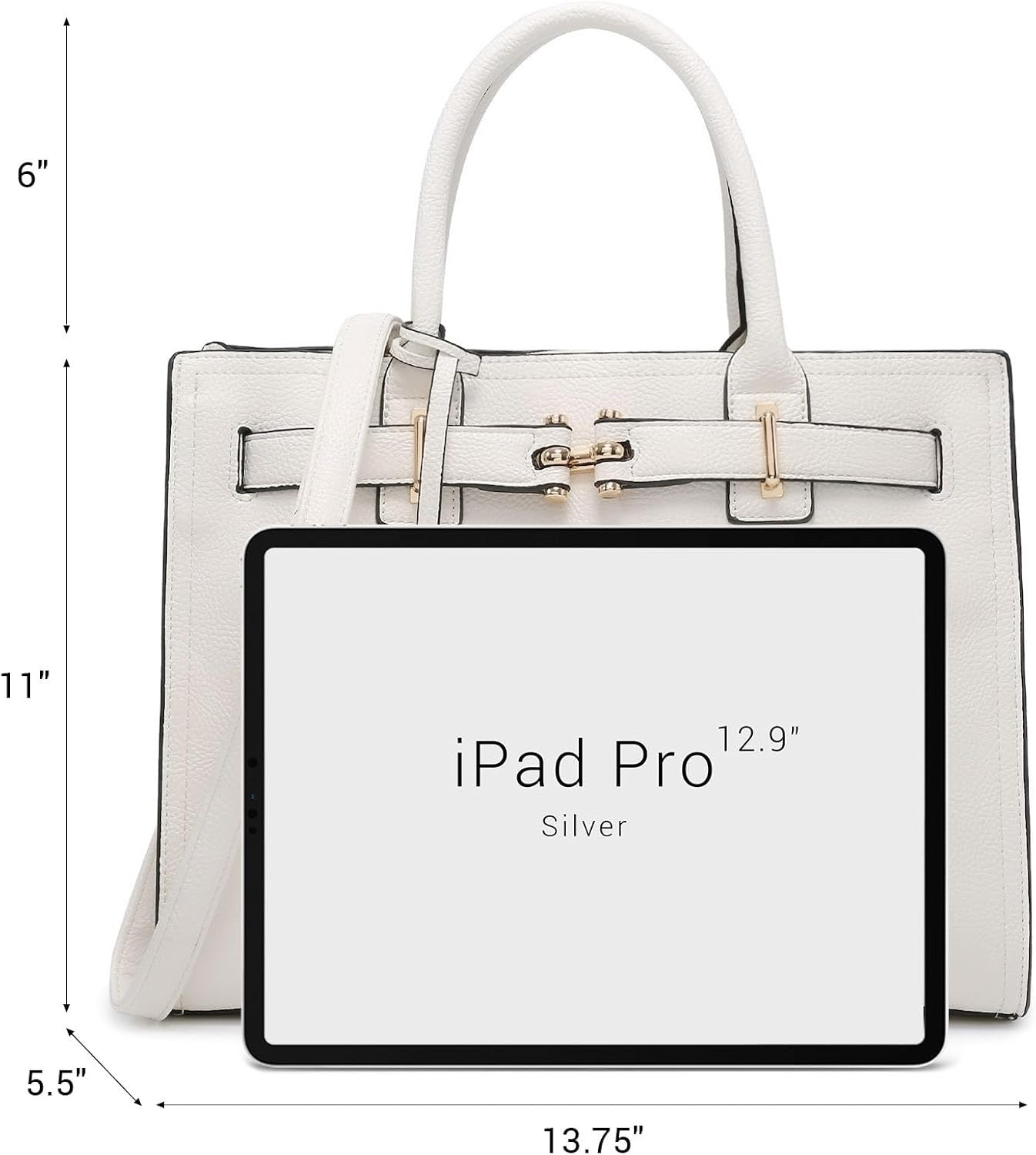 Women Satchel Purses Handbags Belted Top-handle Work Tote Shoulder Bags with Long Strap