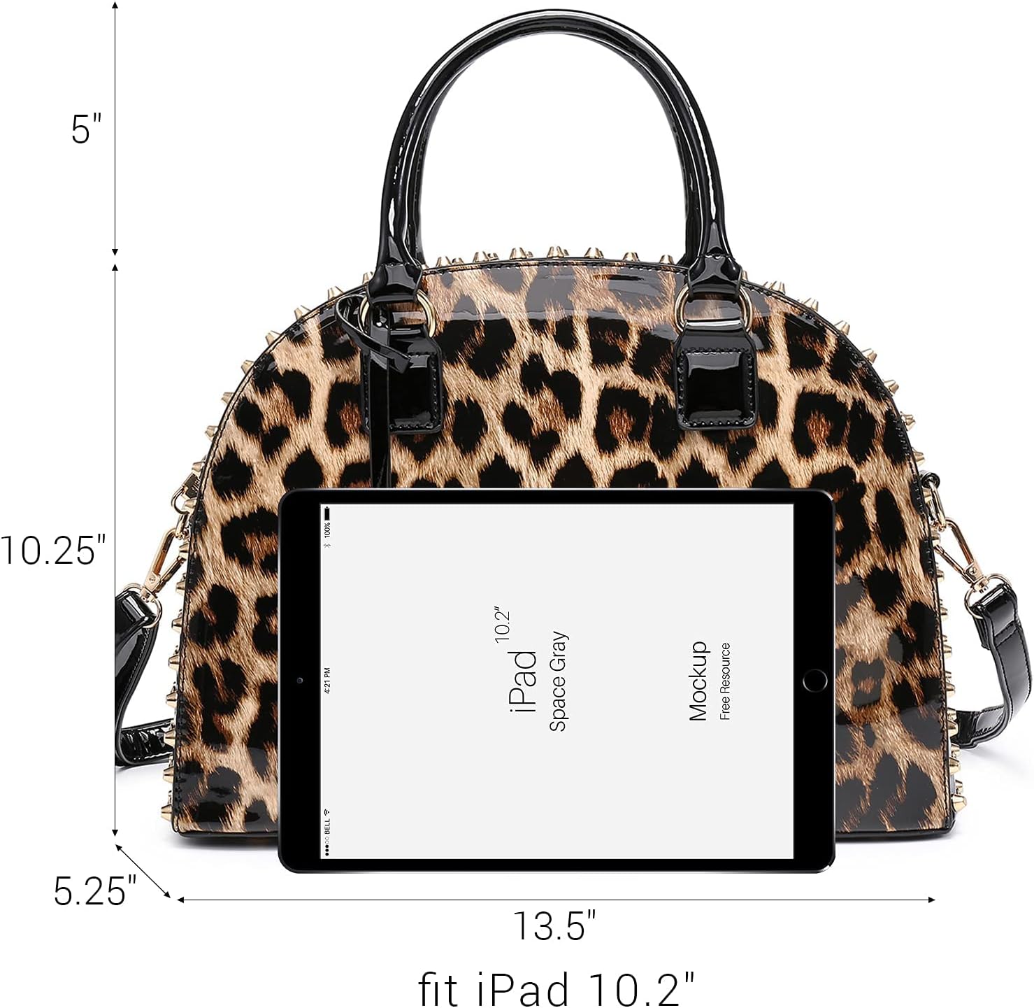 Women Patent Leather Purses Handbags Dome Satchel Purse Work Tote Structured Shoulder Bag with Long Strap