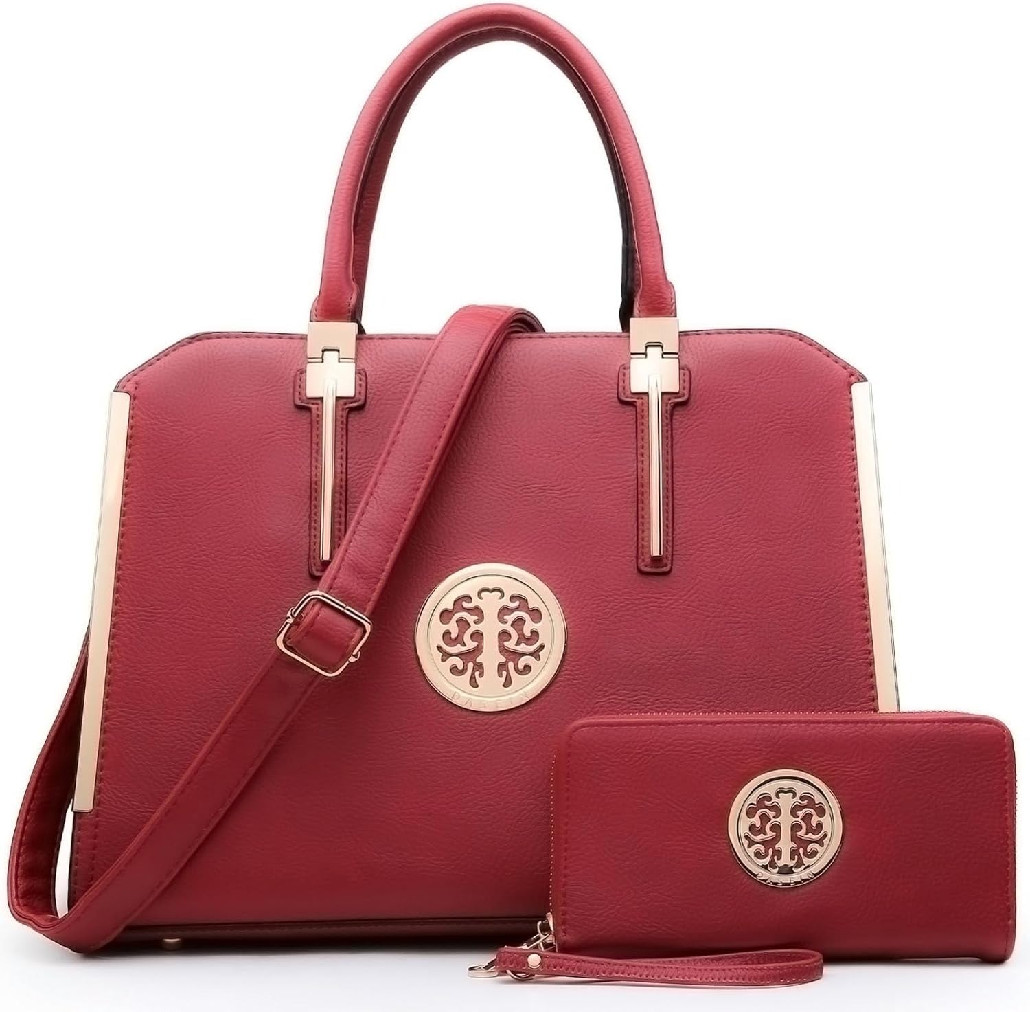 Women Large Handbag Purse Vegan Leather Satchel Work Bag Shoulder Tote with Matching Wallet