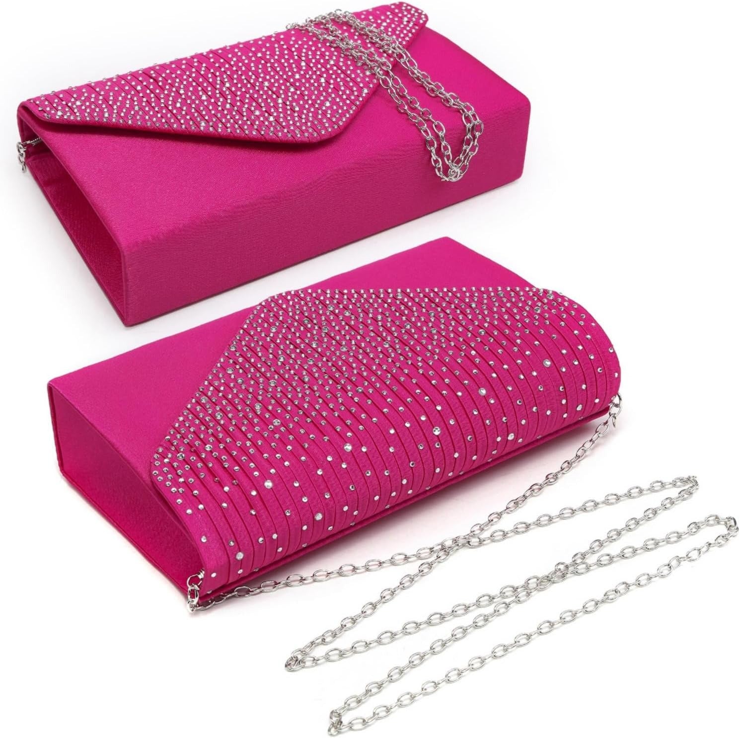 Ladies Frosted Satin Evening Clutch Purse Bag Crossbody Handbags Party Prom Wedding Envelope