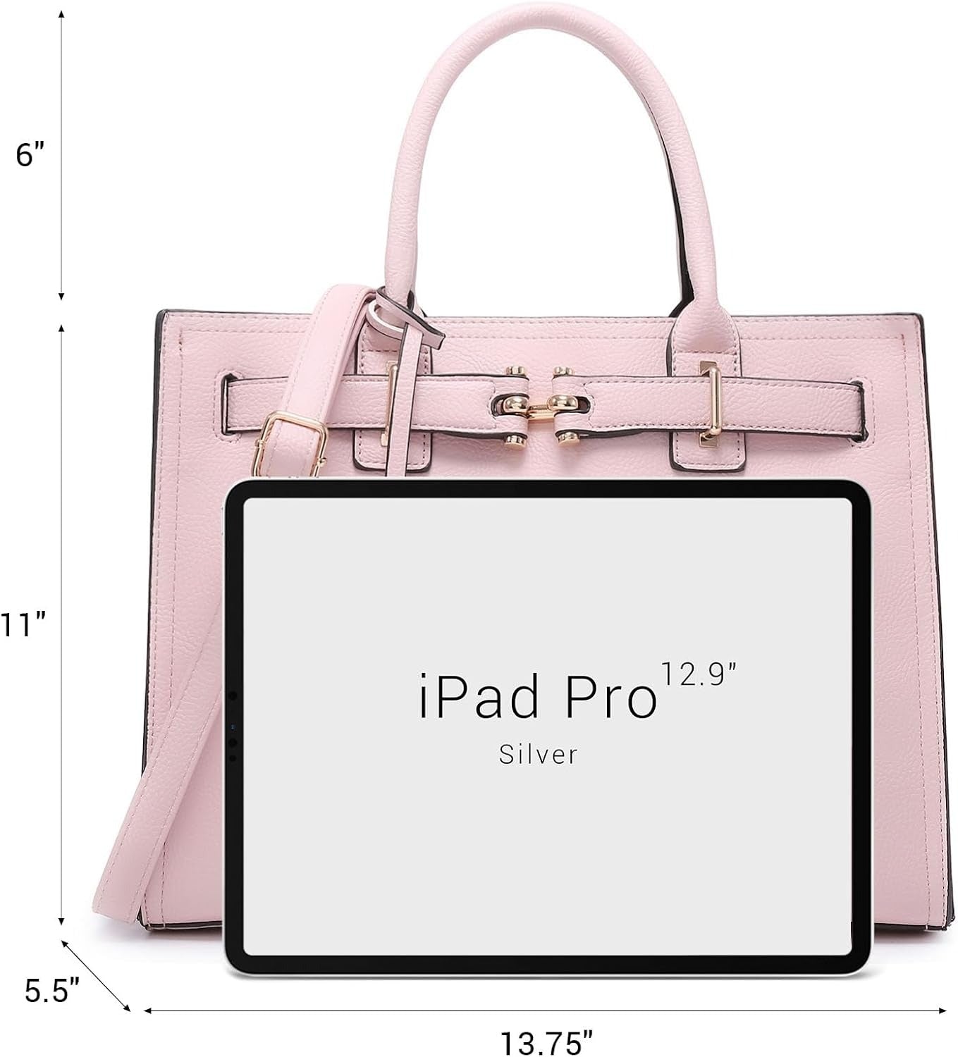 Women Satchel Purses Handbags Belted Top-handle Work Tote Shoulder Bags with Long Strap