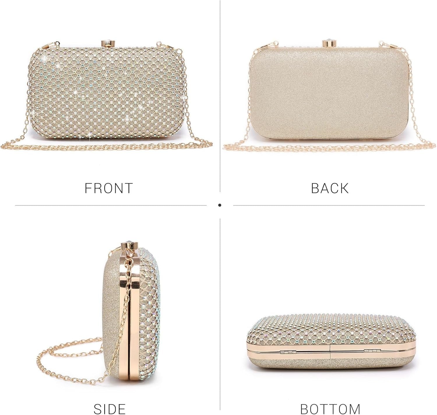 Womens Rhinestone Clutch Purse Sparkling Evening Bag with Crystal Clasp for Formal Prom Party Wedding