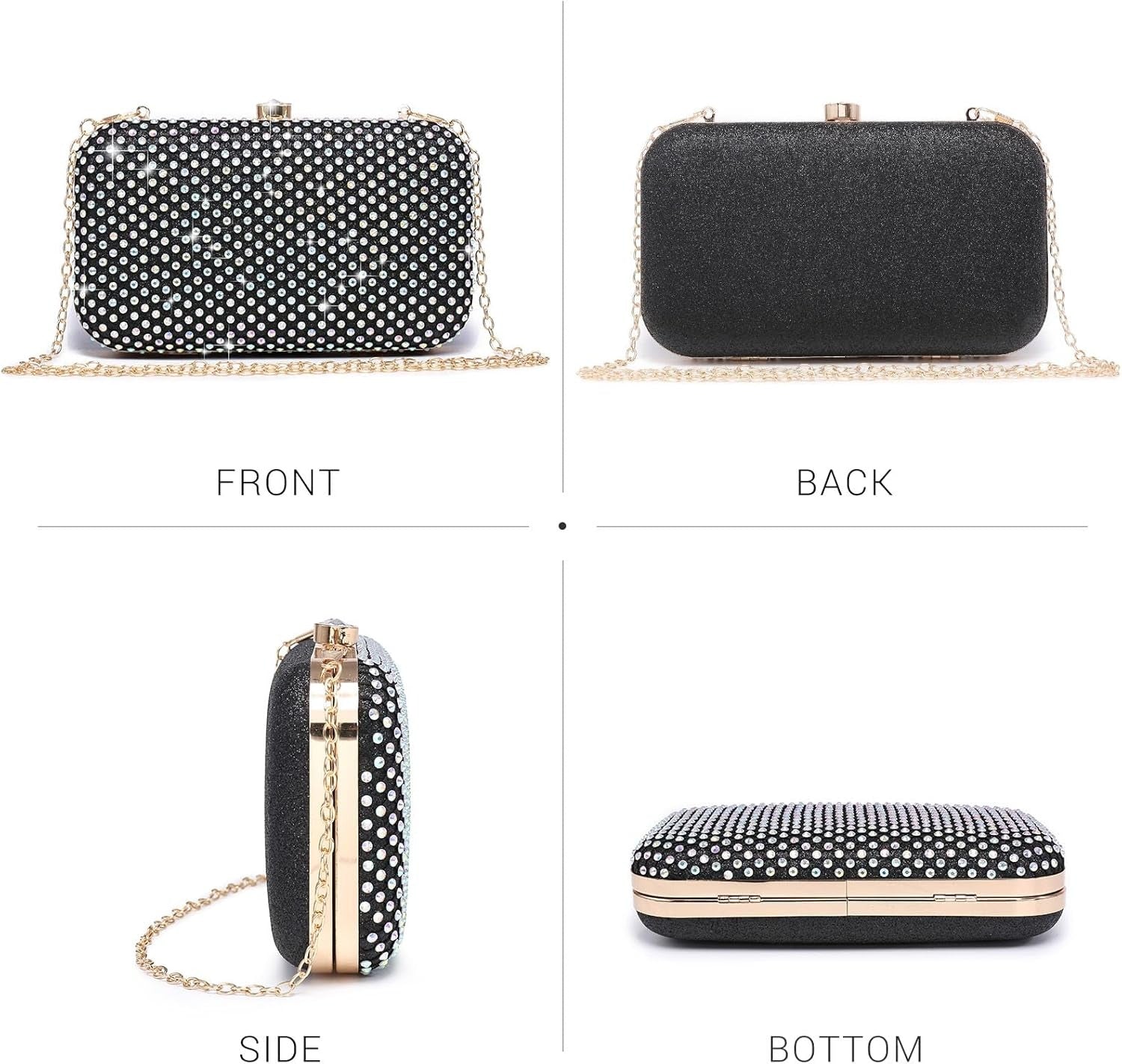 Womens Rhinestone Clutch Purse Sparkling Evening Bag with Crystal Clasp for Formal Prom Party Wedding