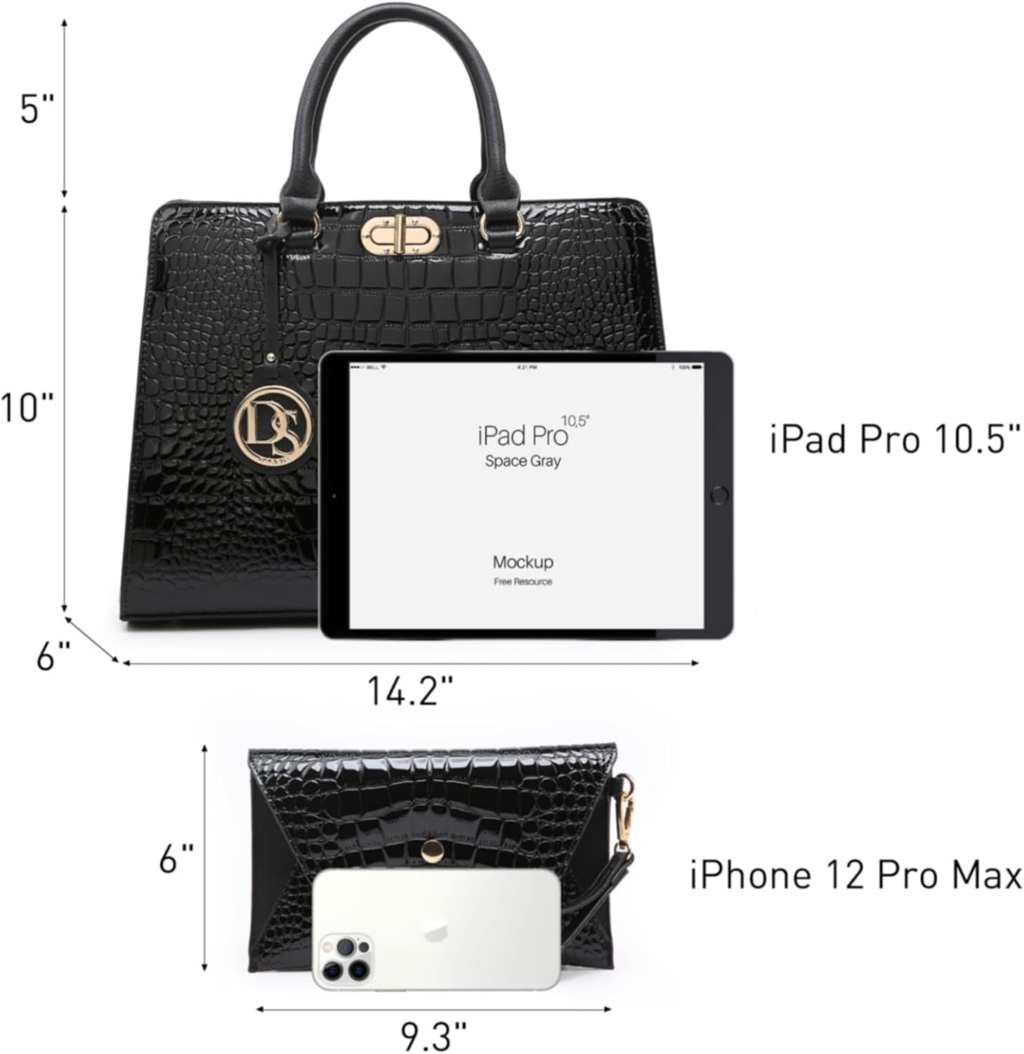Women Handbags Purses Ladies Work Purse Satchel Tote Top Handle Shoulder Bags with Matching Clutch