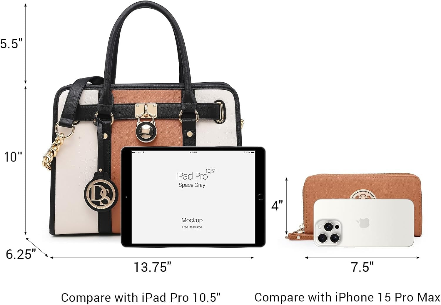 Handbags Purses Set for Women Top Handle Satchel Shoulder Bags Large Work Tote Bag with Matching Wallet