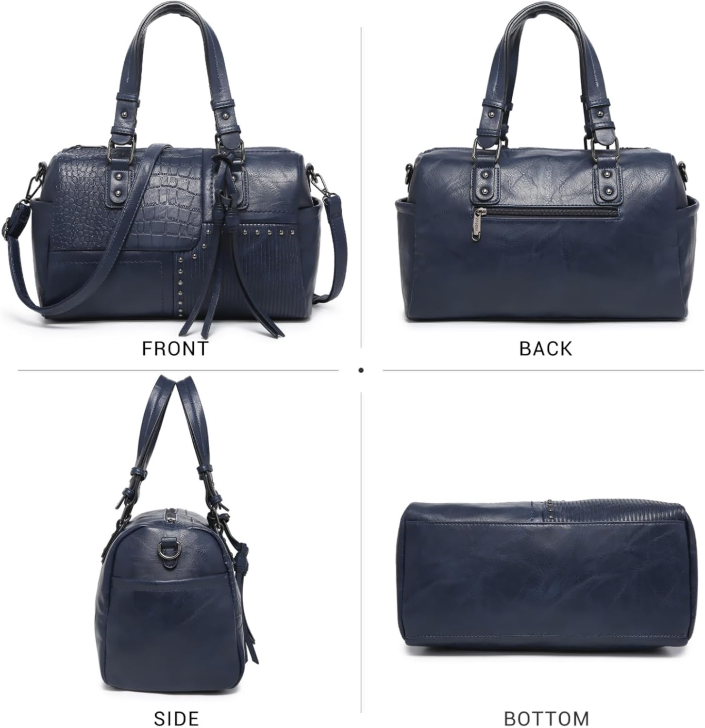 Women Soft Vegan Leather Barrel Bags Large Hobo Top Handle Work Totes Satchel Handbags Shoulder Purse