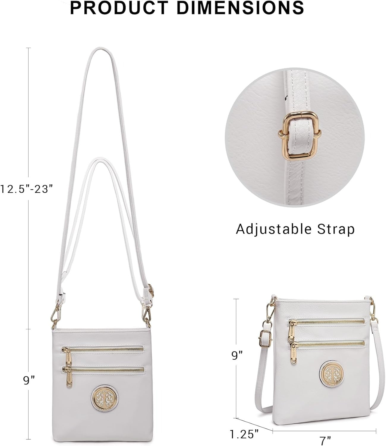 Women Small Crossbody Bag Lightweight Shoulder Purses Multi Zipper Pockets Phone Purse Handbag