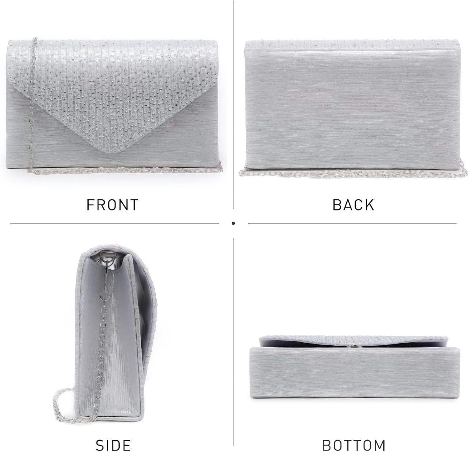 Ladies Frosted Satin Evening Clutch Purse Bag Crossbody Handbags Party Prom Wedding Envelope