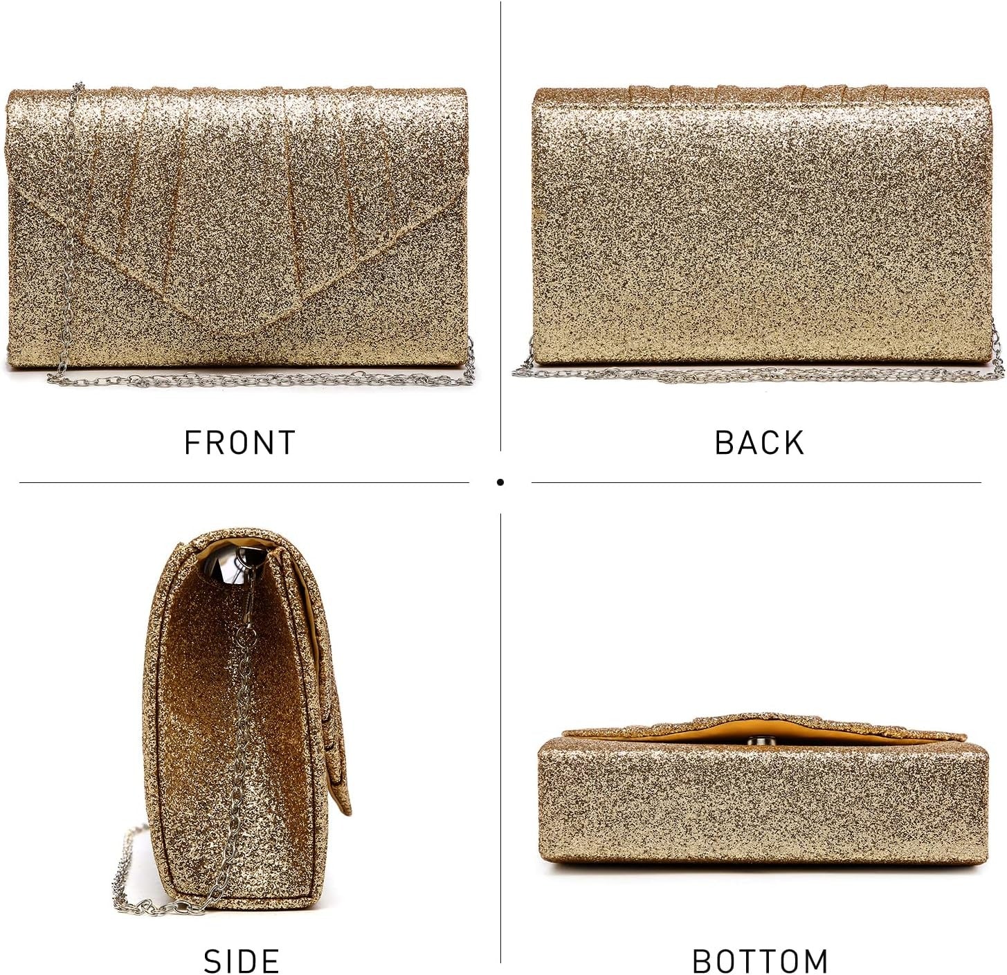 Women's Evening Bag Pleated Envelope Clutch Handbag Wedding Party Bridal Purse