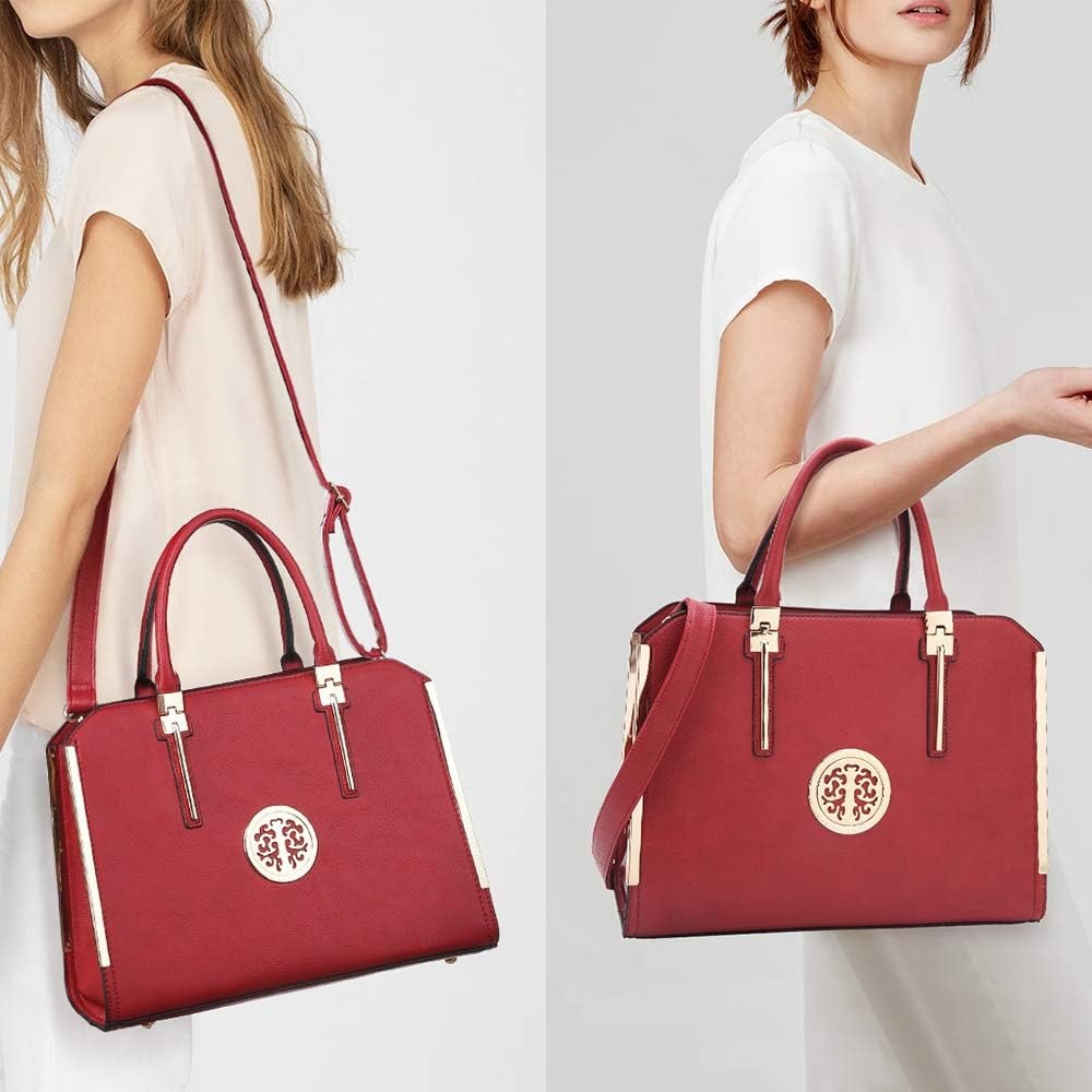 Women Large Handbag Purse Vegan Leather Satchel Work Bag Shoulder Tote with Matching Wallet