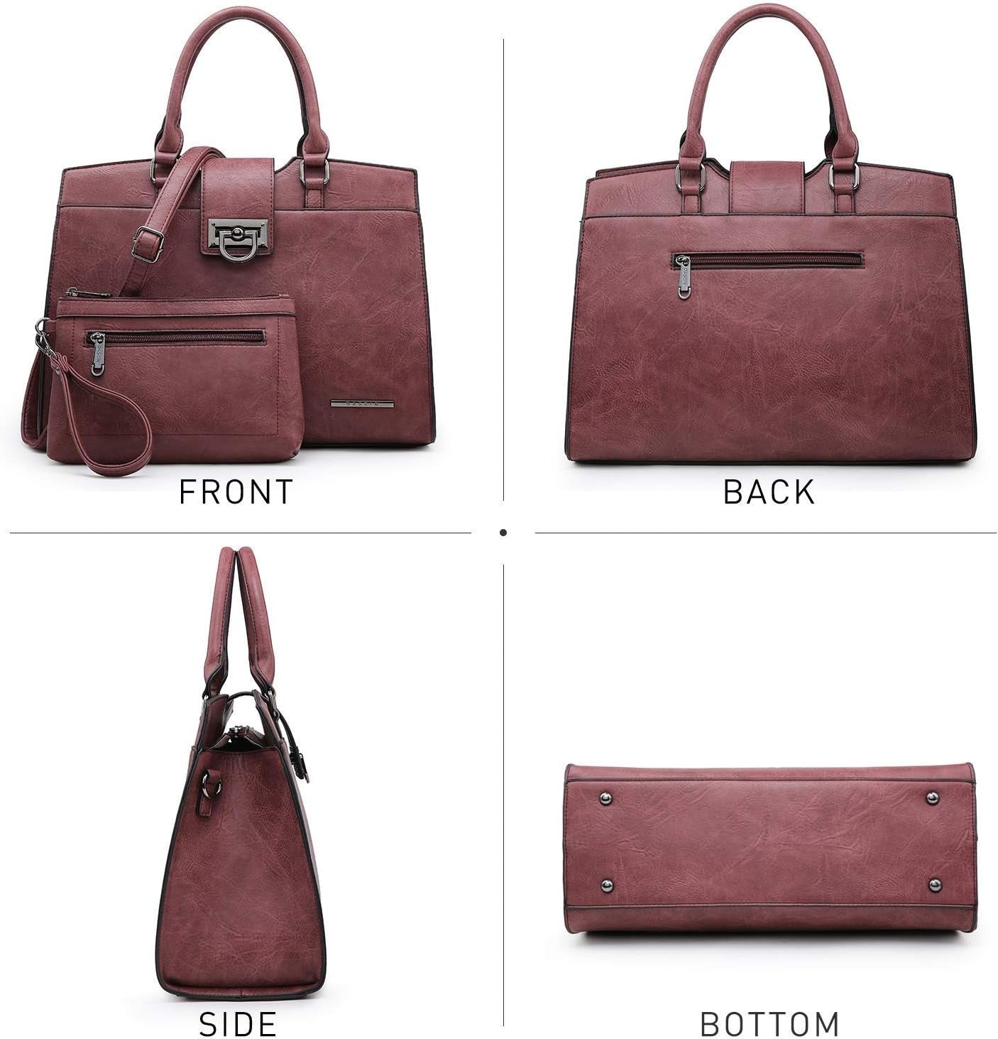 Handbags for Women Purses Monogram Satchel Purse Large Tote Ladies Handbag Shoulder Bags Top Handle Work Bag 2pcs Set