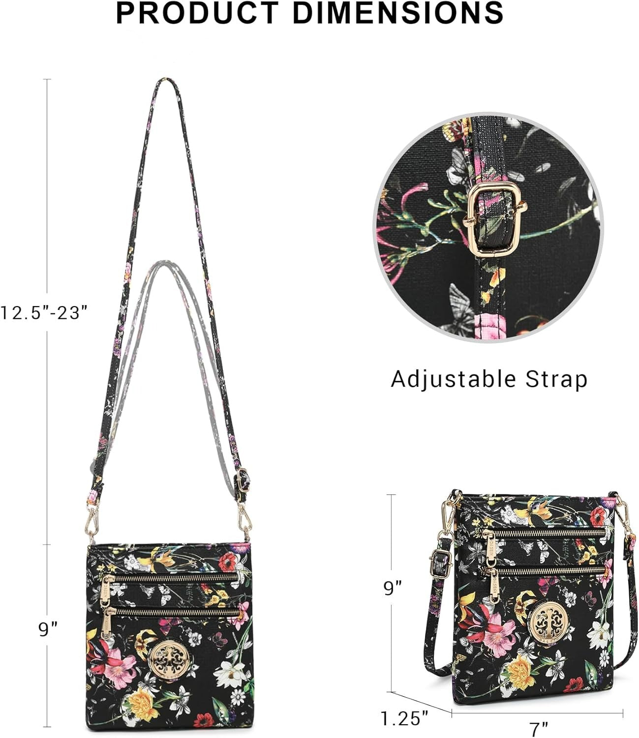 Women Small Crossbody Bag Lightweight Shoulder Purses Multi Zipper Pockets Phone Purse Handbag
