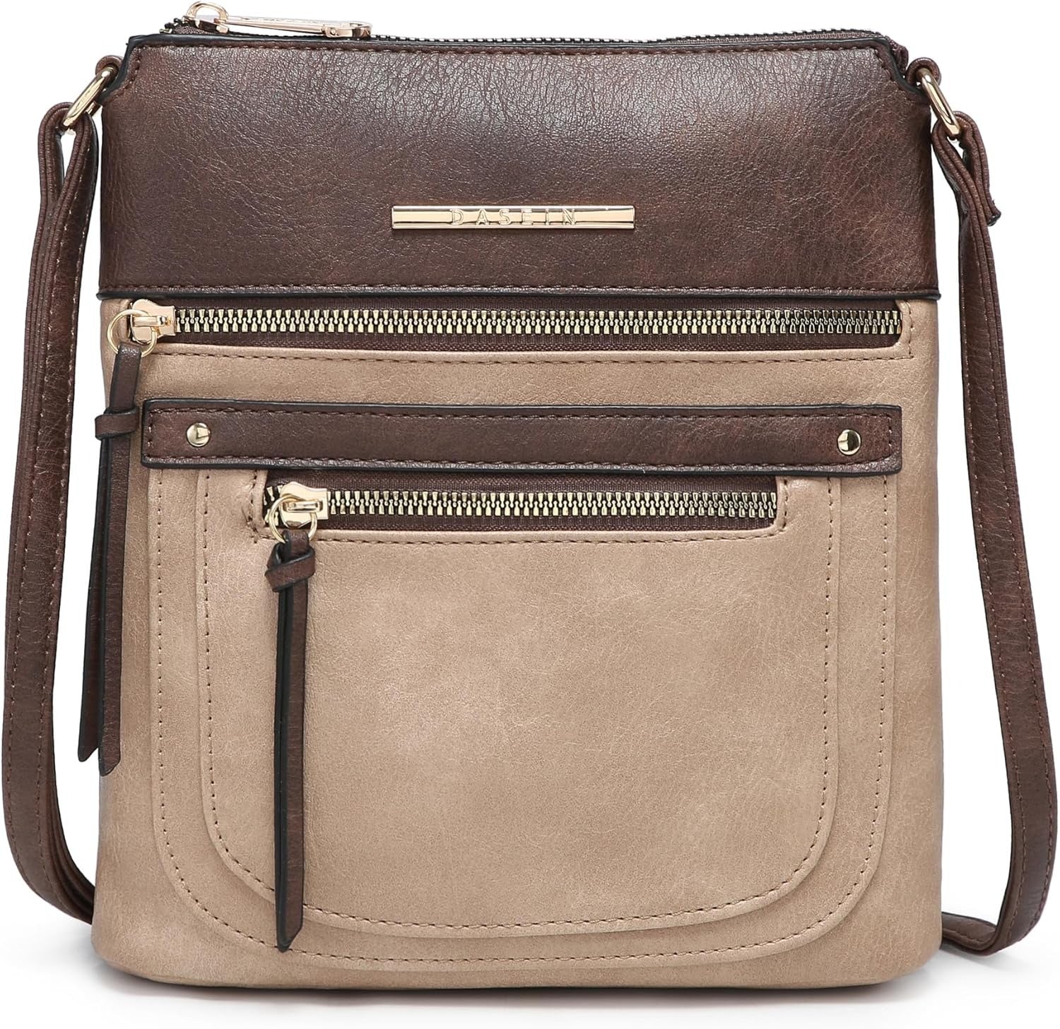 Crossbody Purse for Women Vegan Leather Shoulder Handbags Messenger Bags with Multi Zipper Pockets