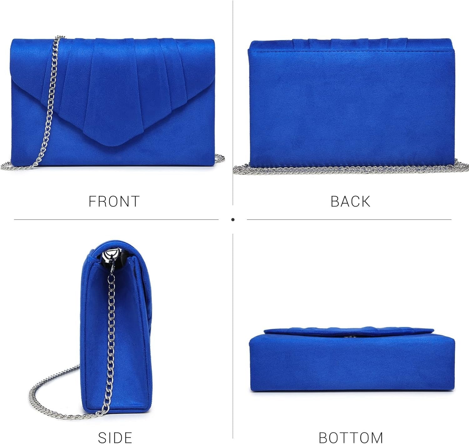 Women's Evening Bag Pleated Envelope Clutch Handbag Wedding Party Bridal Purse