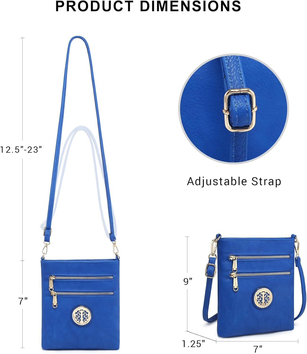 Women Small Crossbody Bag Lightweight Shoulder Purses Multi Zipper Pockets Phone Purse Handbag