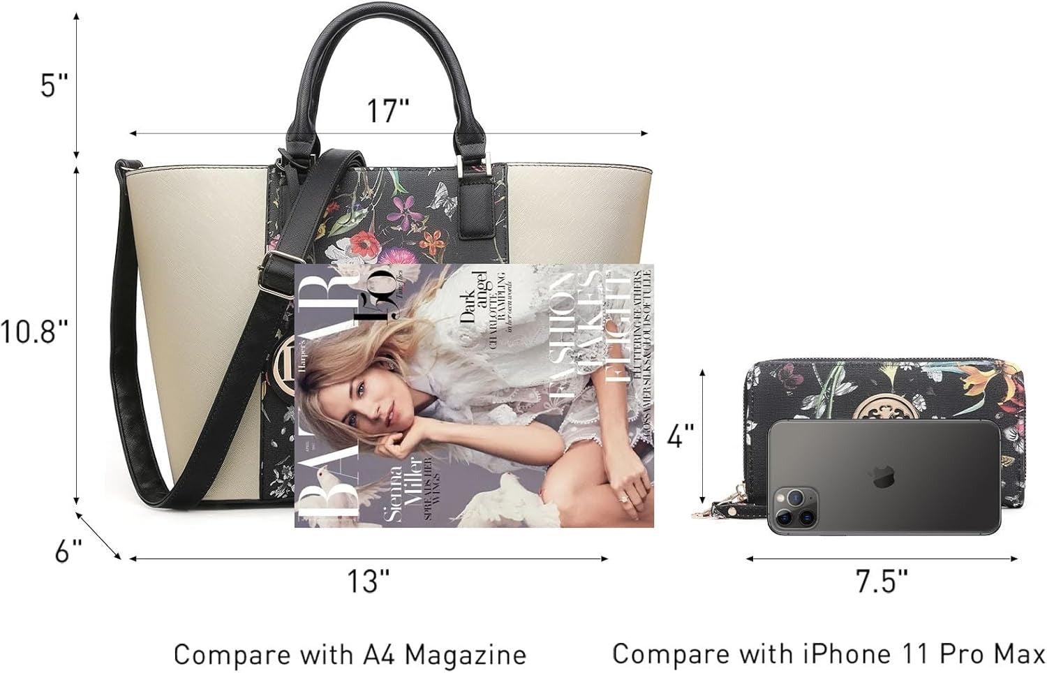 Satchel Purse Handbag for Women Large Shoulder Work Tote Bag With Matching Wallet