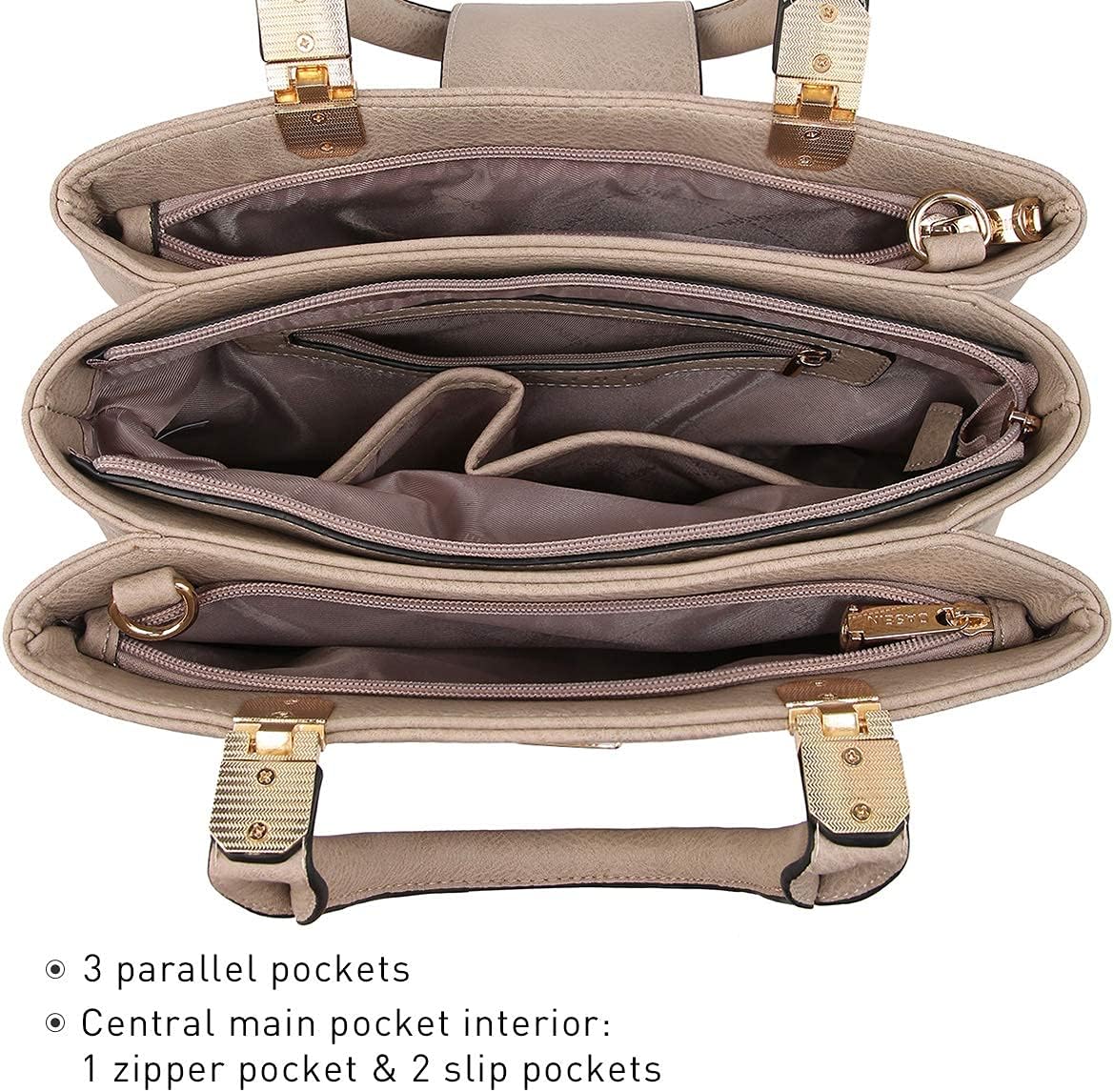 Women Satchel Handbags Top Handle Purse Medium Tote Bag Vegan Leather Shoulder Bag