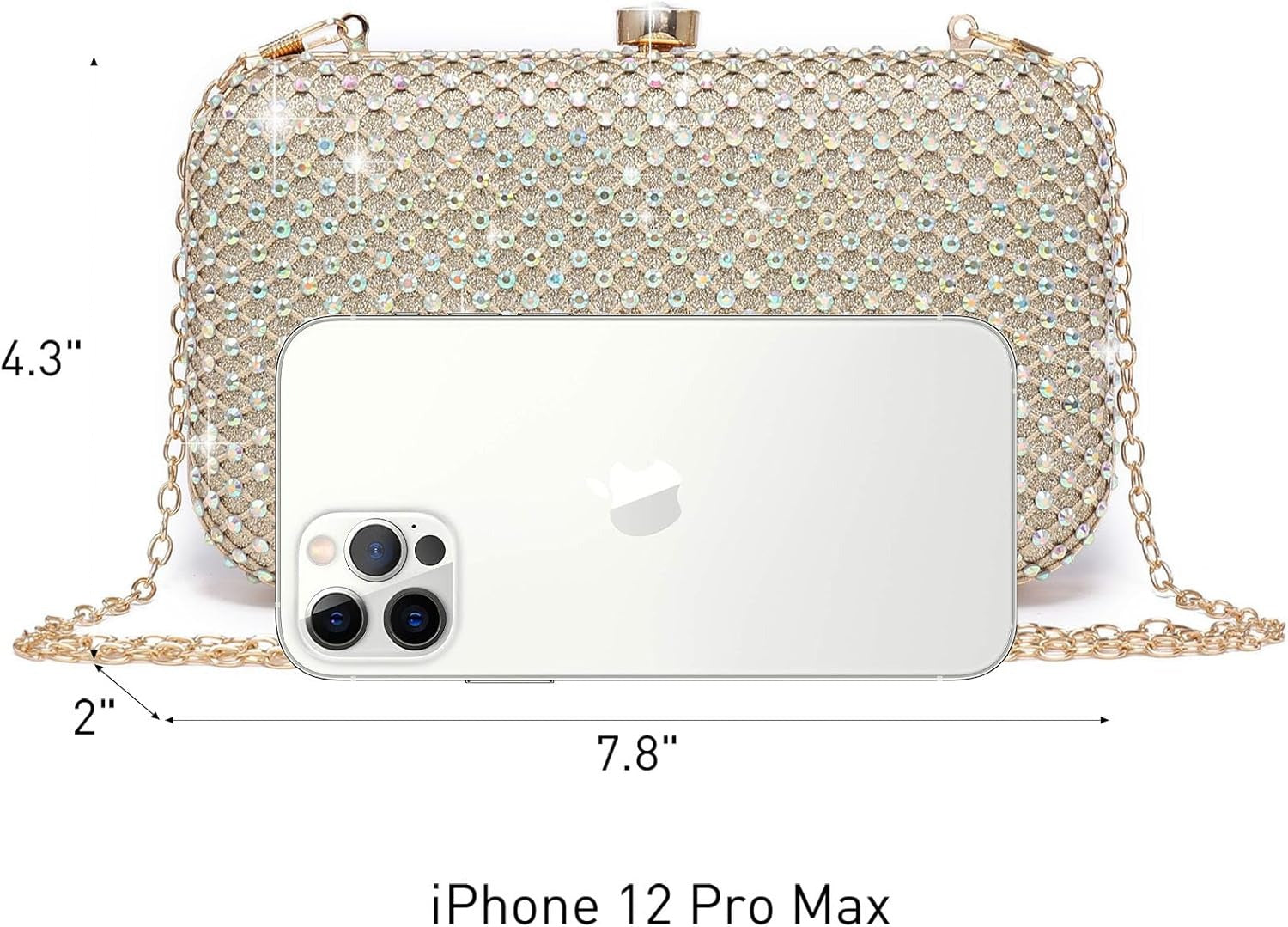 Womens Rhinestone Clutch Purse Sparkling Evening Bag with Crystal Clasp for Formal Prom Party Wedding