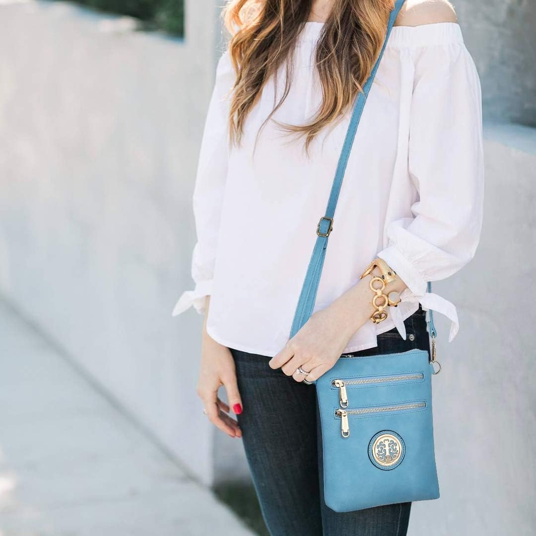 Women Small Crossbody Bag Lightweight Shoulder Purses Multi Zipper Pockets Phone Purse Handbag